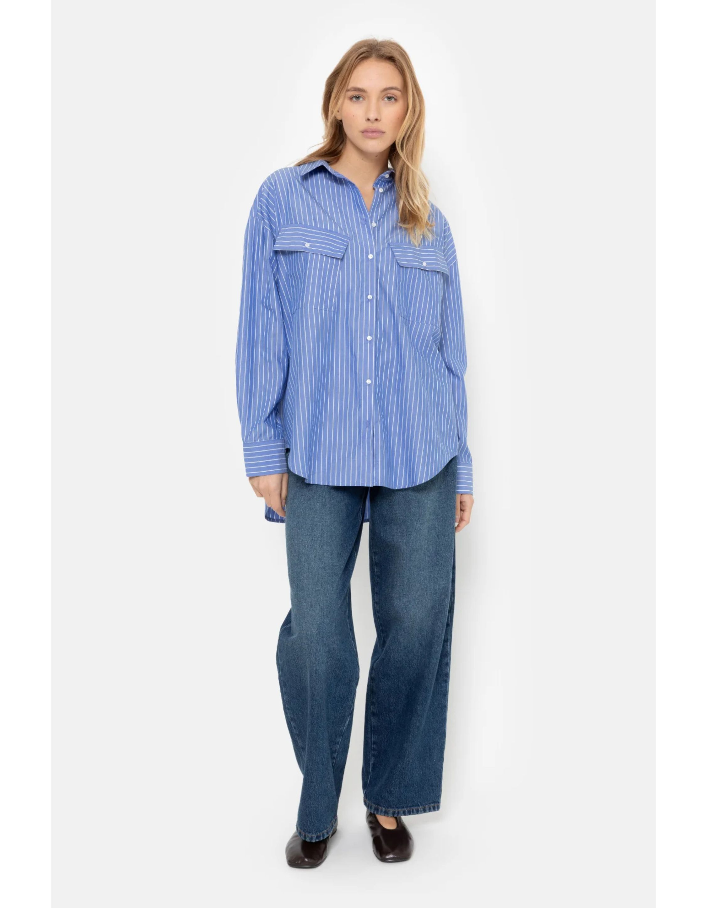 Âme Antwerp Striped Shirt  Lichtblauw Marin