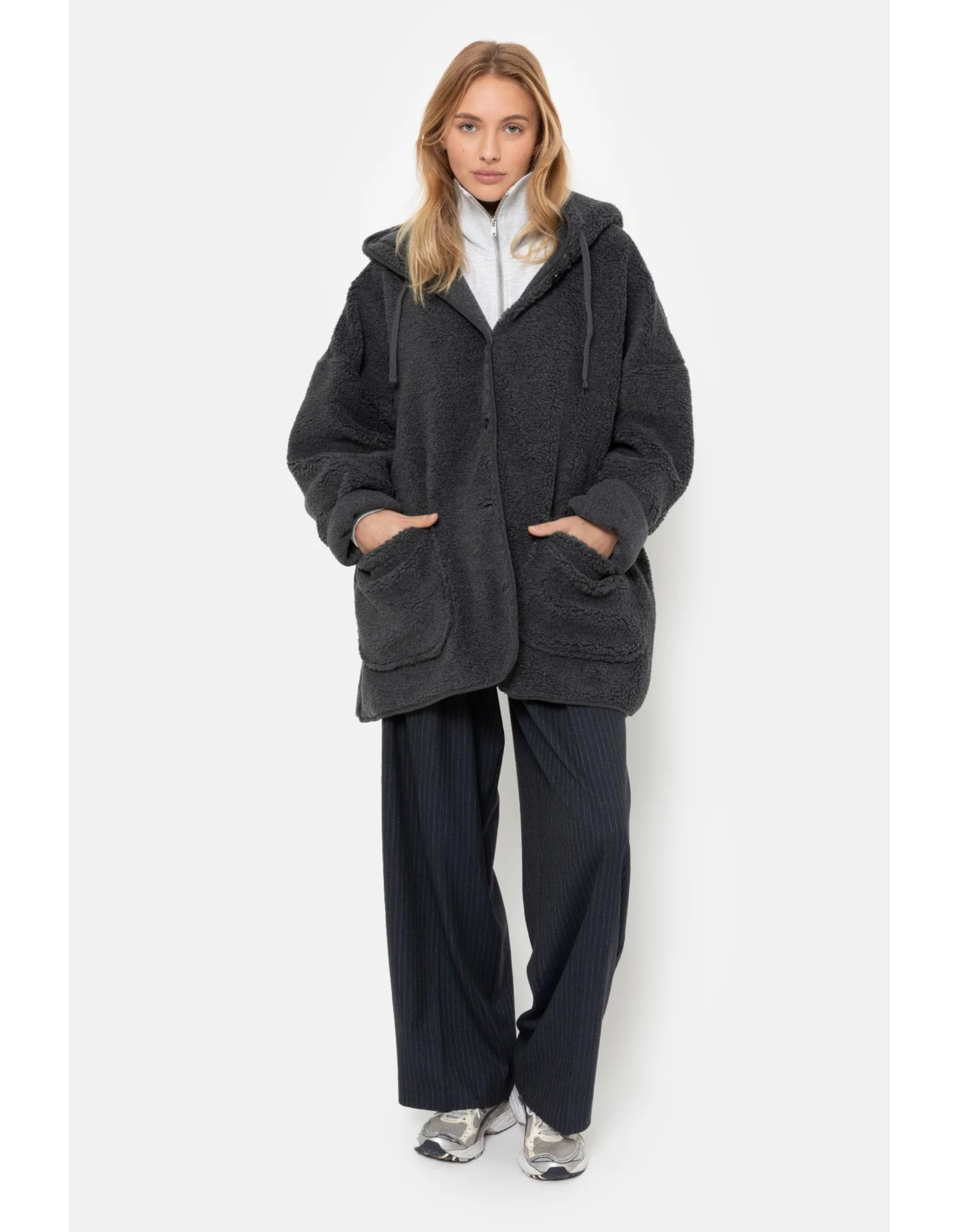 Âme Antwerp Teddy Oversized Jacket  Donkergrijs Kenji