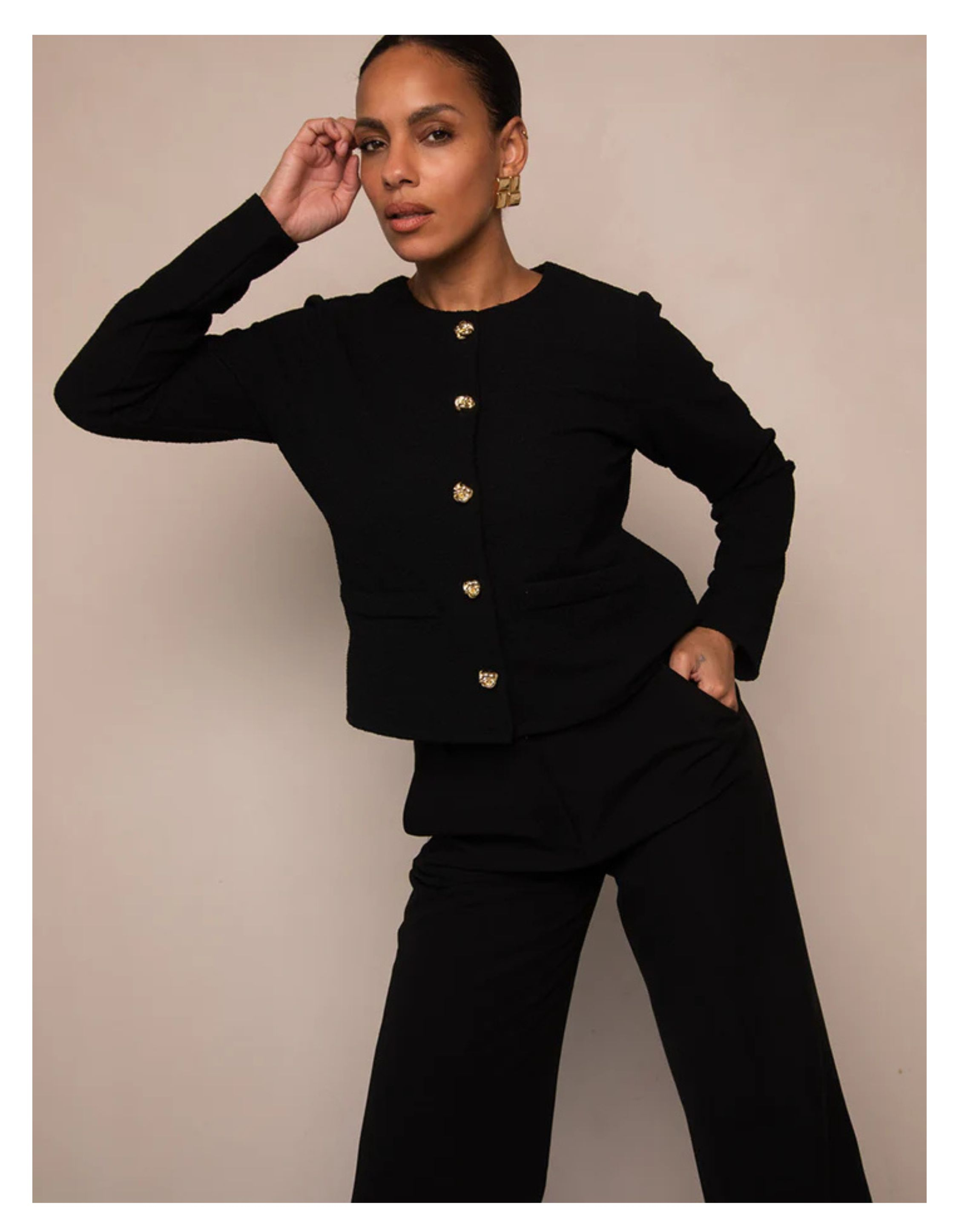Freebird Jacket  Zwart Liselotte Jer-structure-25-3