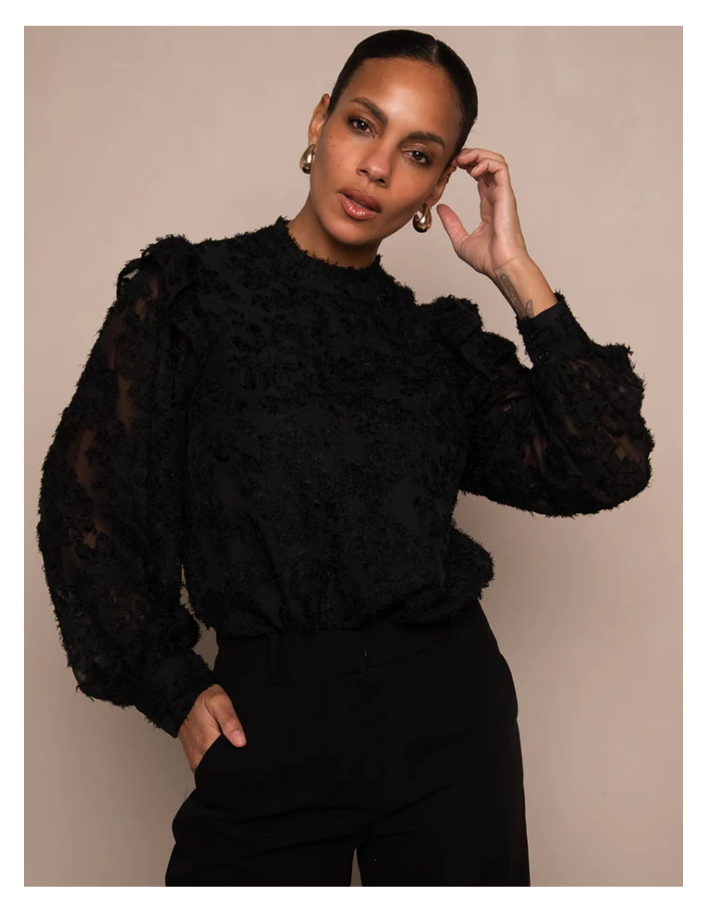 Freebird Blouse  Zwart Bambie Wv-soft-hairy-25-3