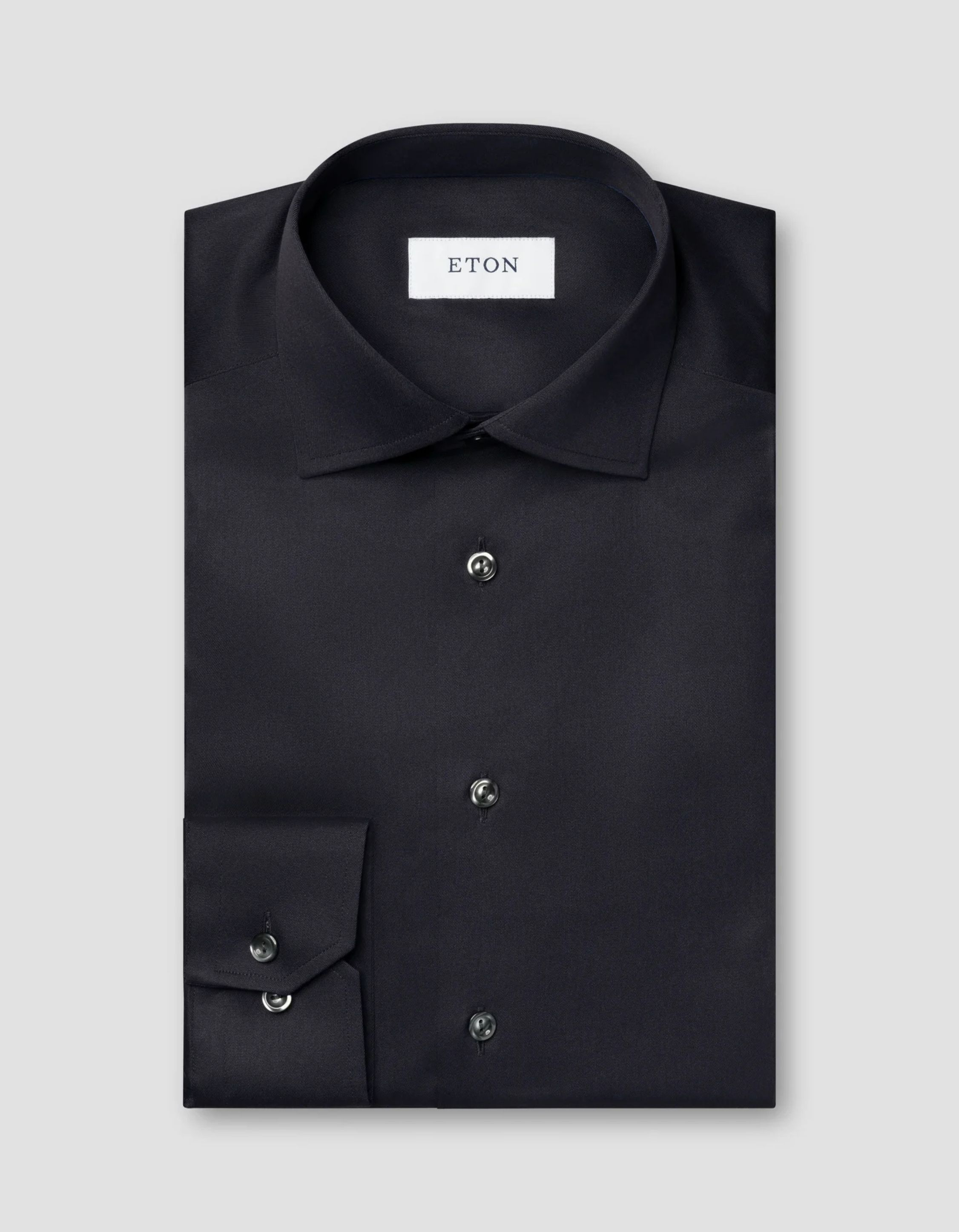 Eton Solid Signature Twill Shirt Lange Mouw Overhemden Donkerblauw 100012342