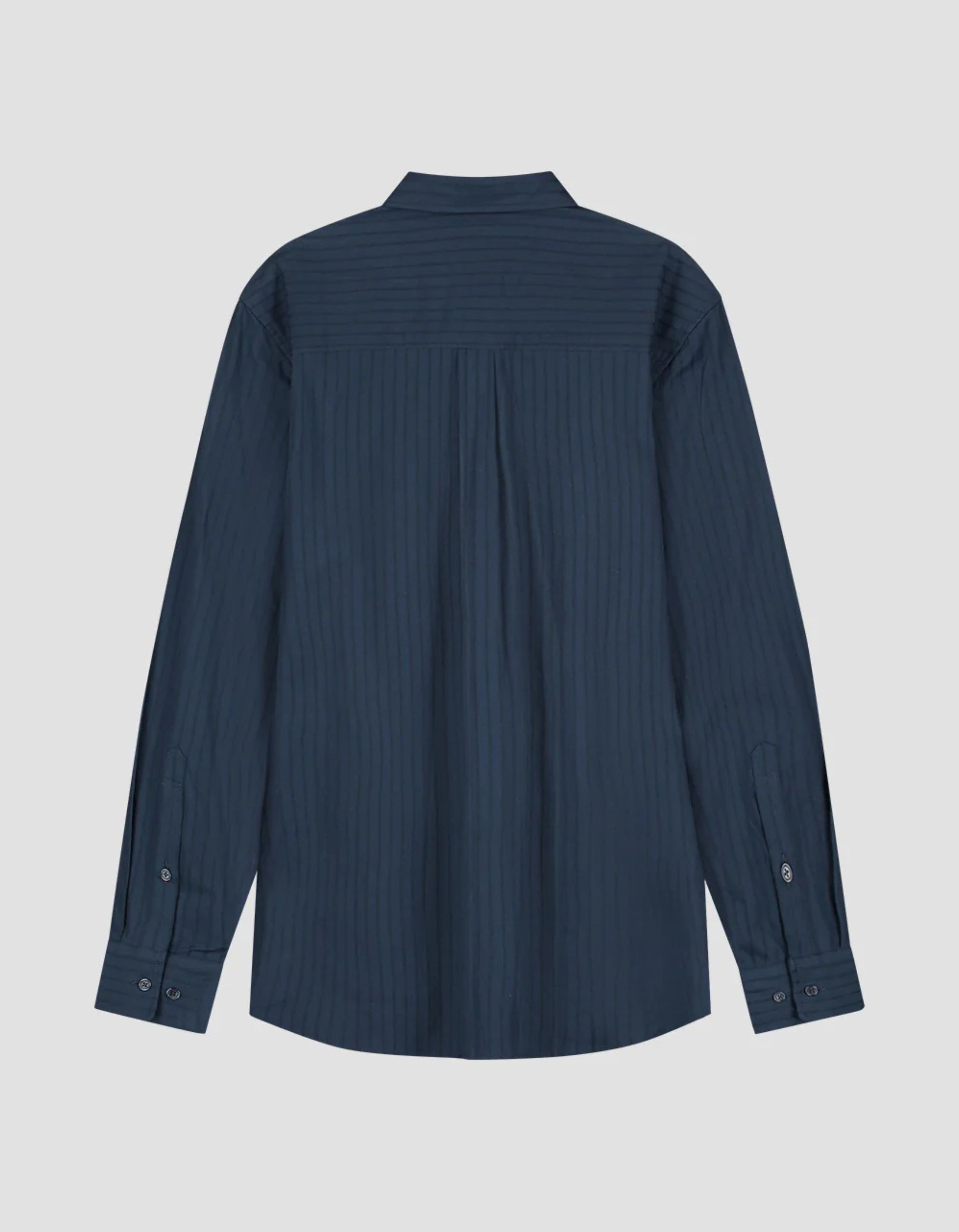 Olaf Stitched Striped Relaxed Shirt Lange Mouw Overhemden Donkerblauw M230301