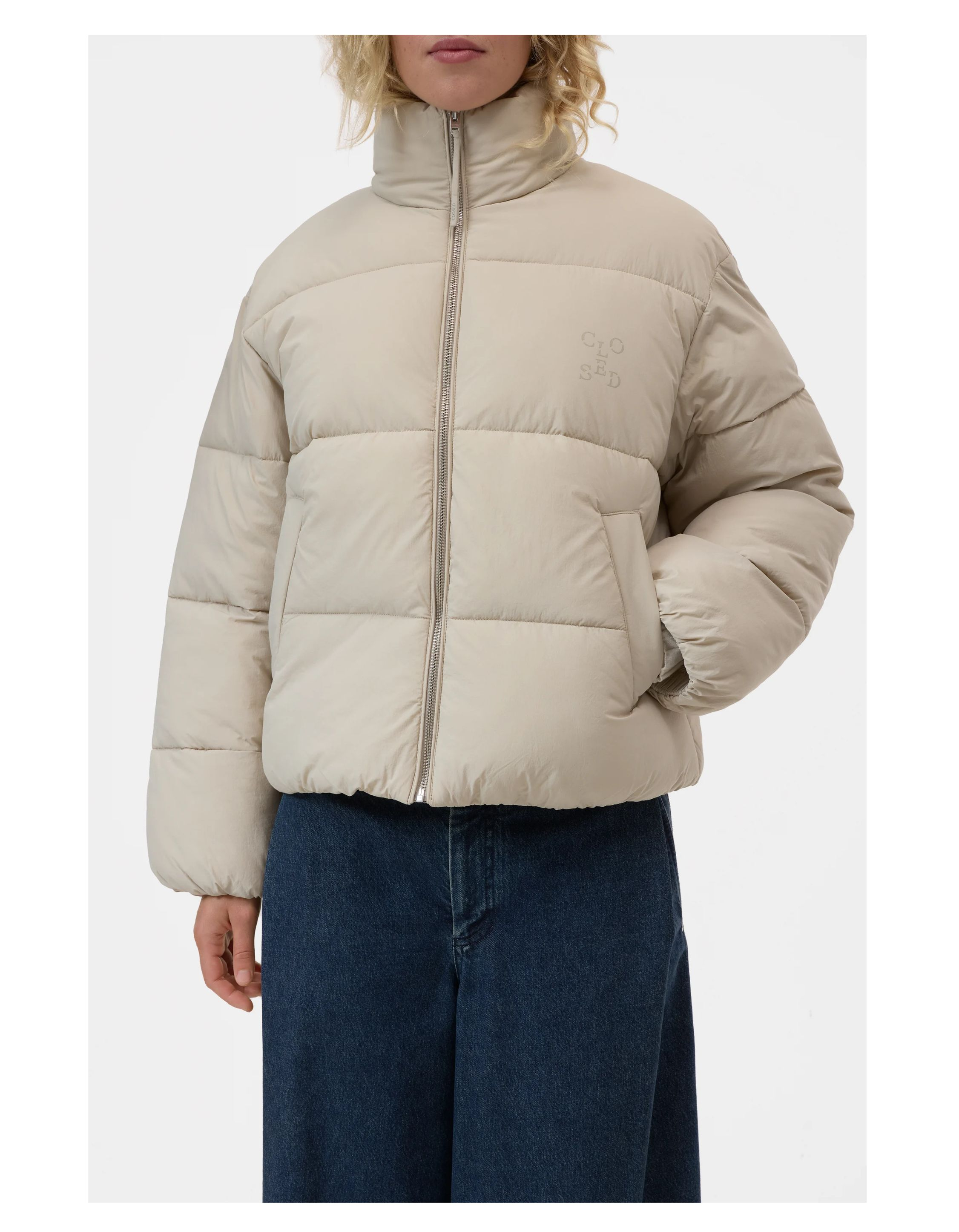 Closed Cropped Puffer Jacket Puffer Jassen Beige C97216-69f-22