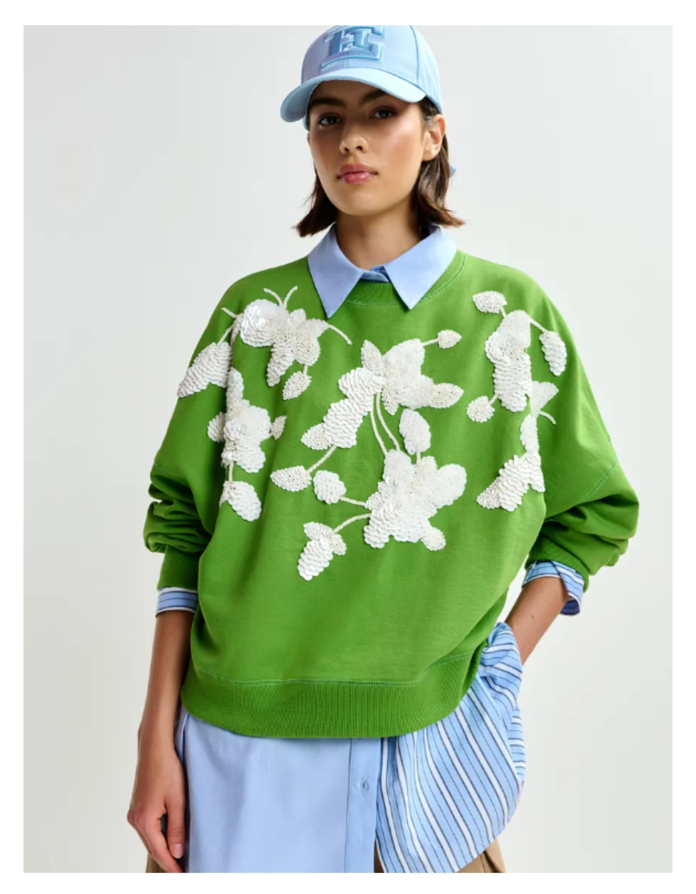 Essentiel Antwerp Embroidered Sweatshirt  Groen Jaga