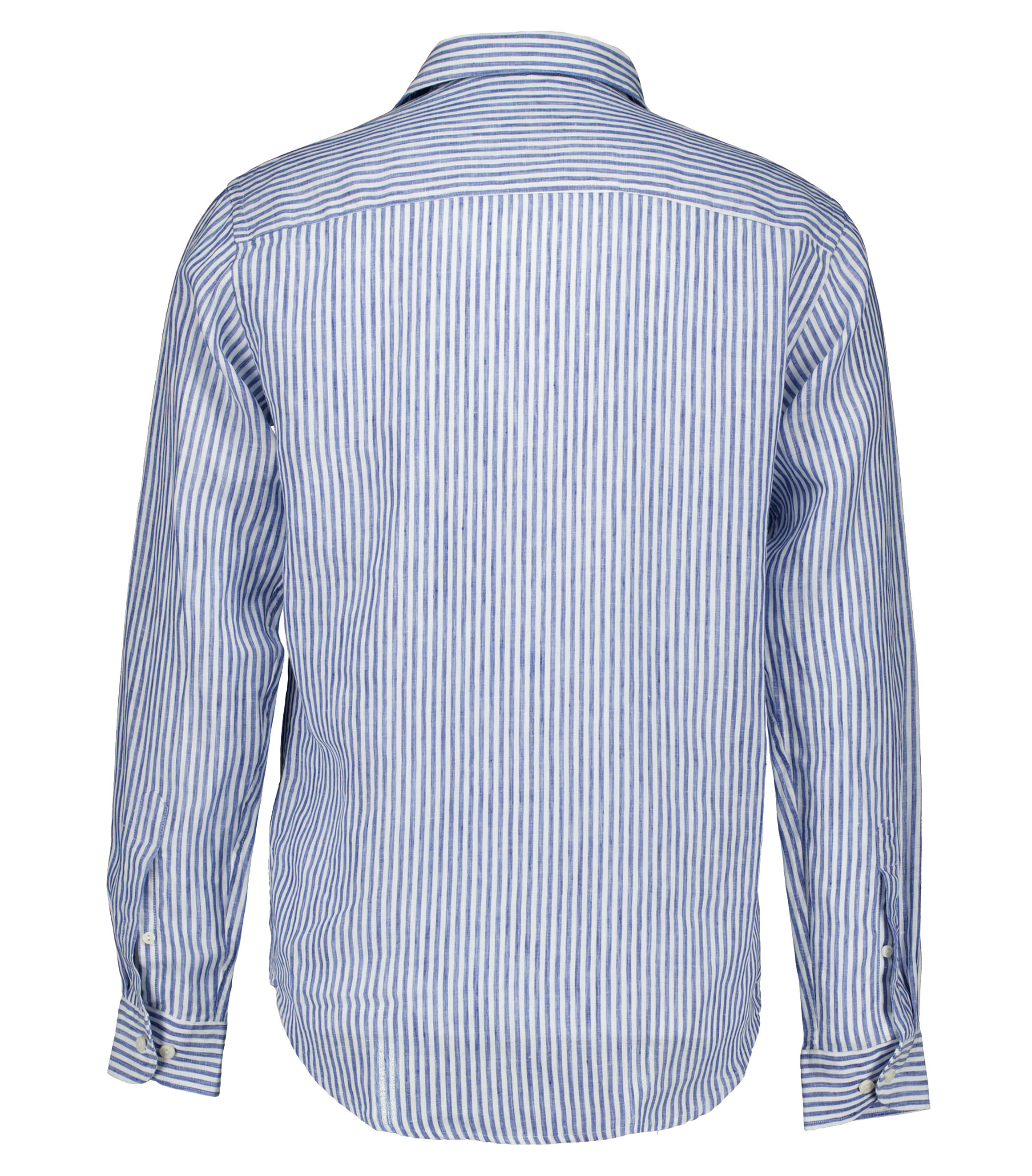 Eton Striped Linen Shirt Lange Mouw Overhemden Lichtblauw 100014794