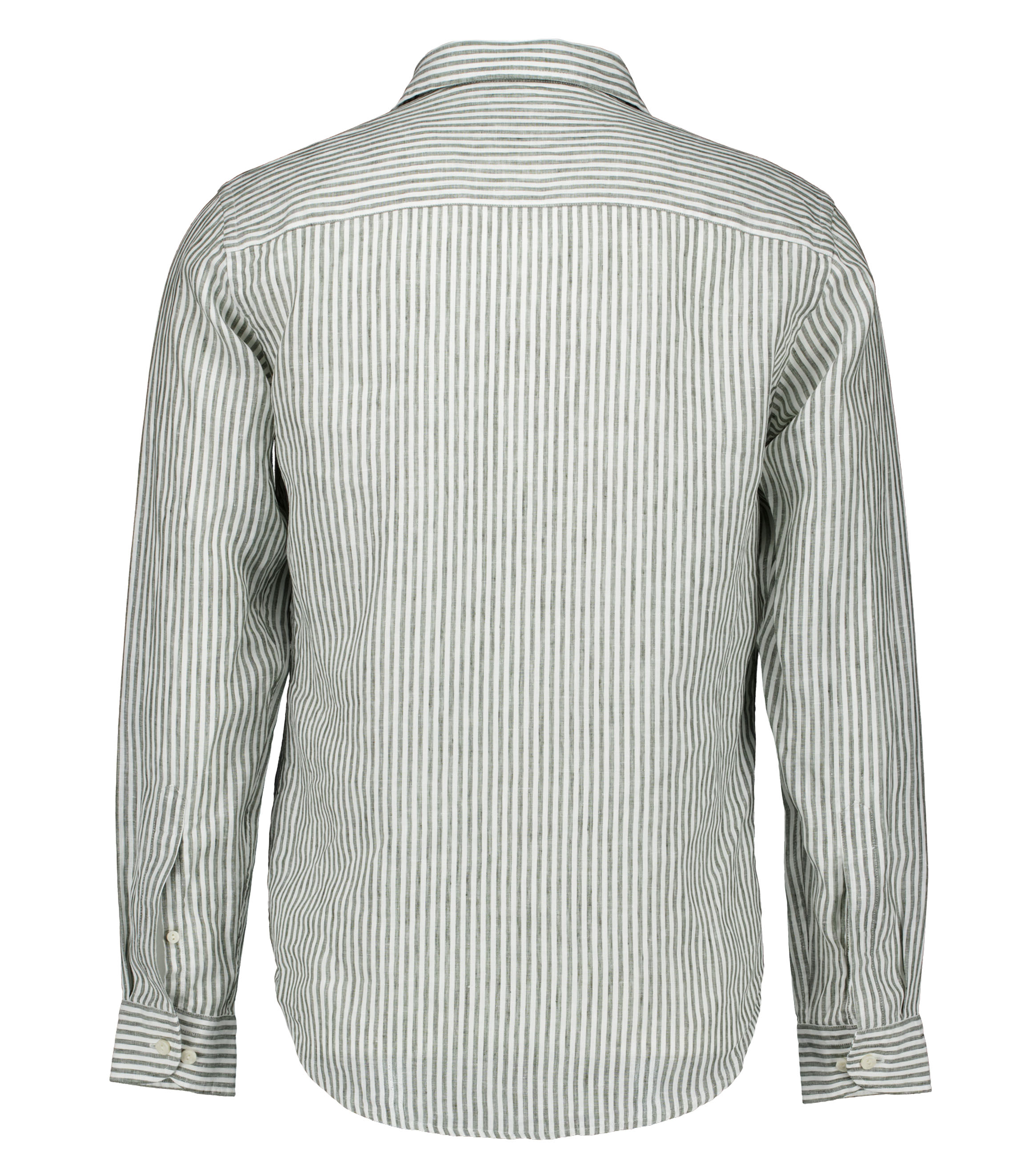 Eton Striped Linen Shirt Lange Mouw Overhemden Groen 100014794