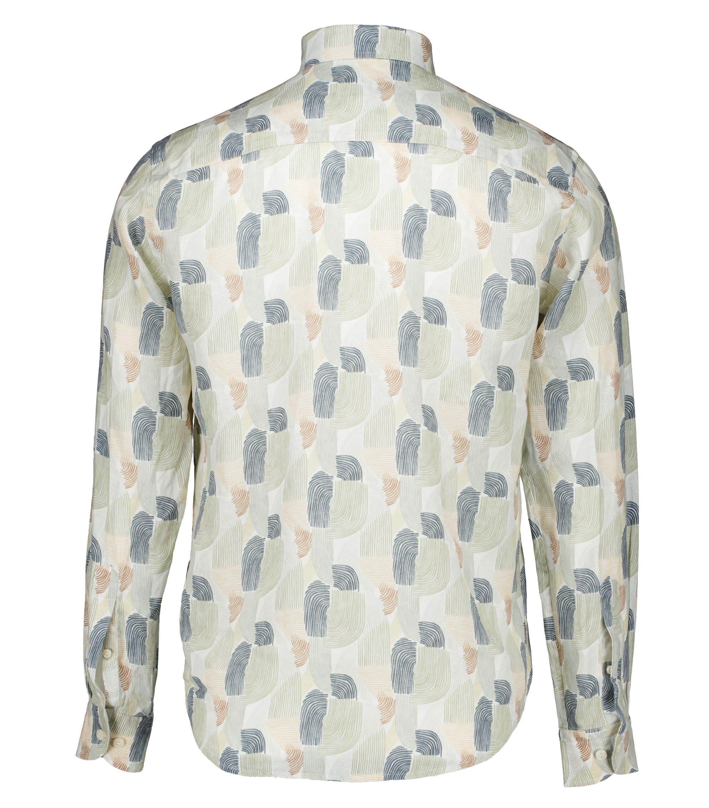 Eton Geometric Print Linen Shirt Lange Mouw Overhemden Groen 100014843