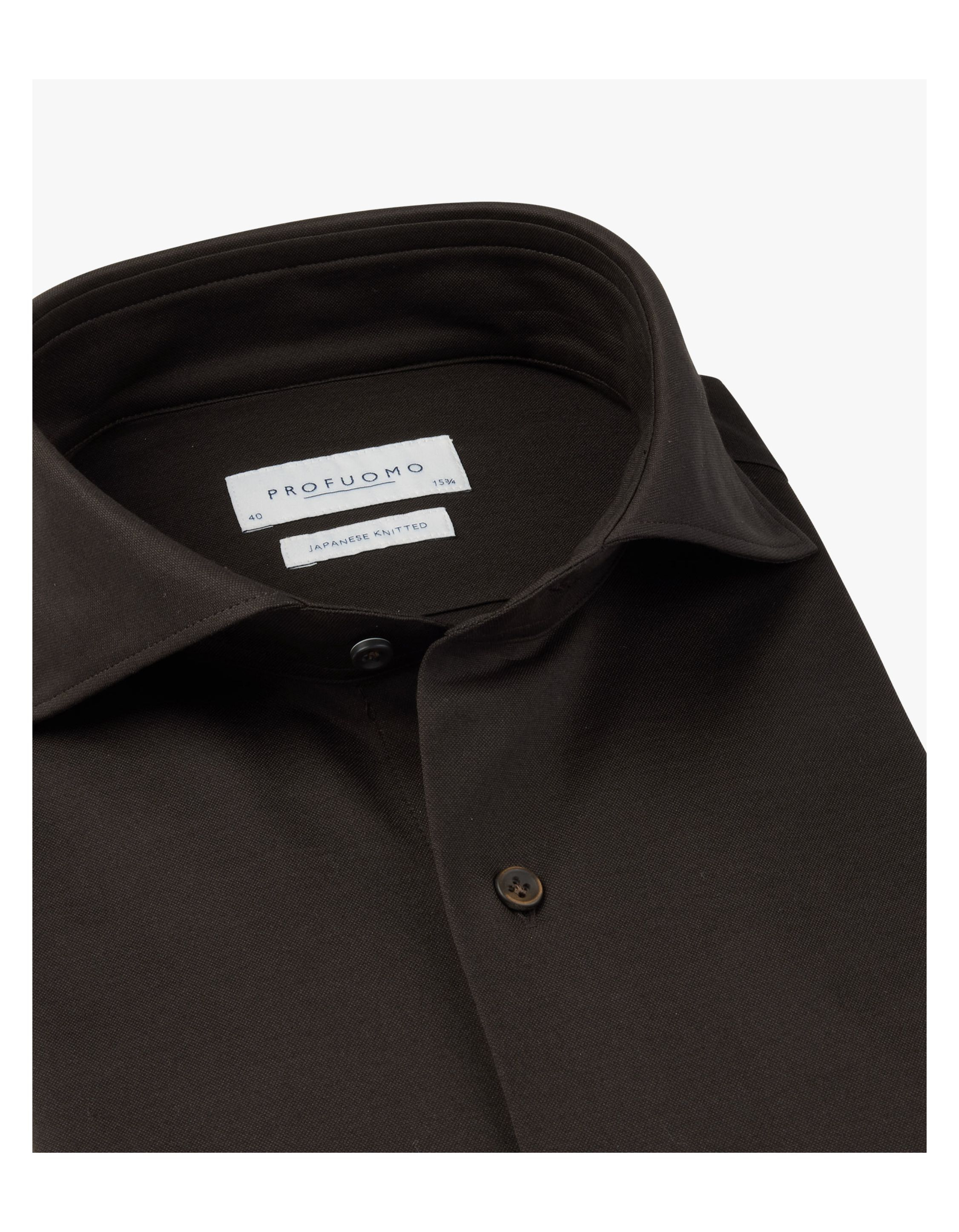 Profuomo Ppxh10032 Lange Mouw Overhemden Donkerbruin Ppxh10032