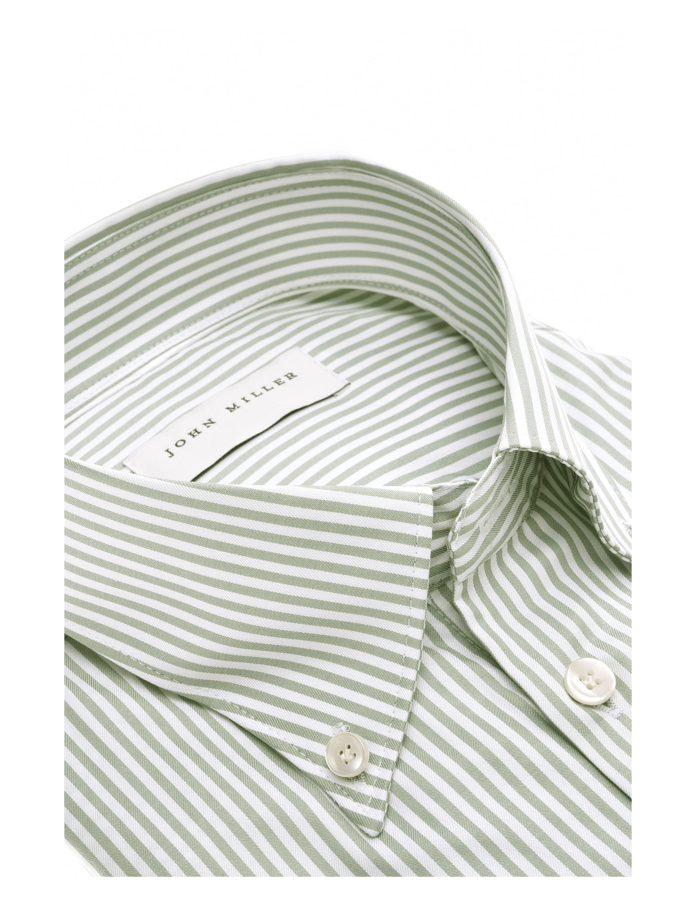 John Miller Overhemd Slim Fit  Groen 5142651