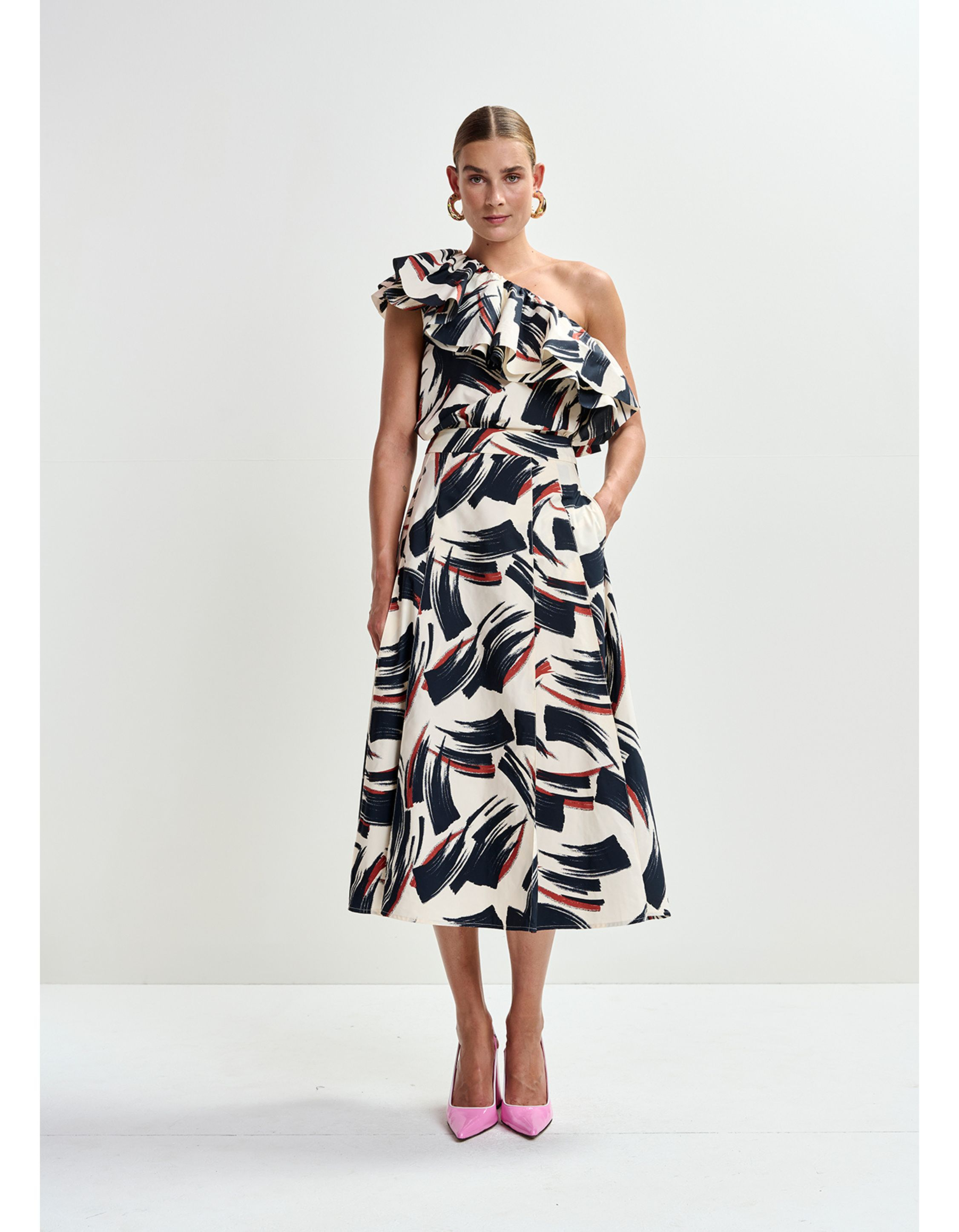 Essentiel Antwerp Asymmetric Ruffle Top Tops Ecru Jillian