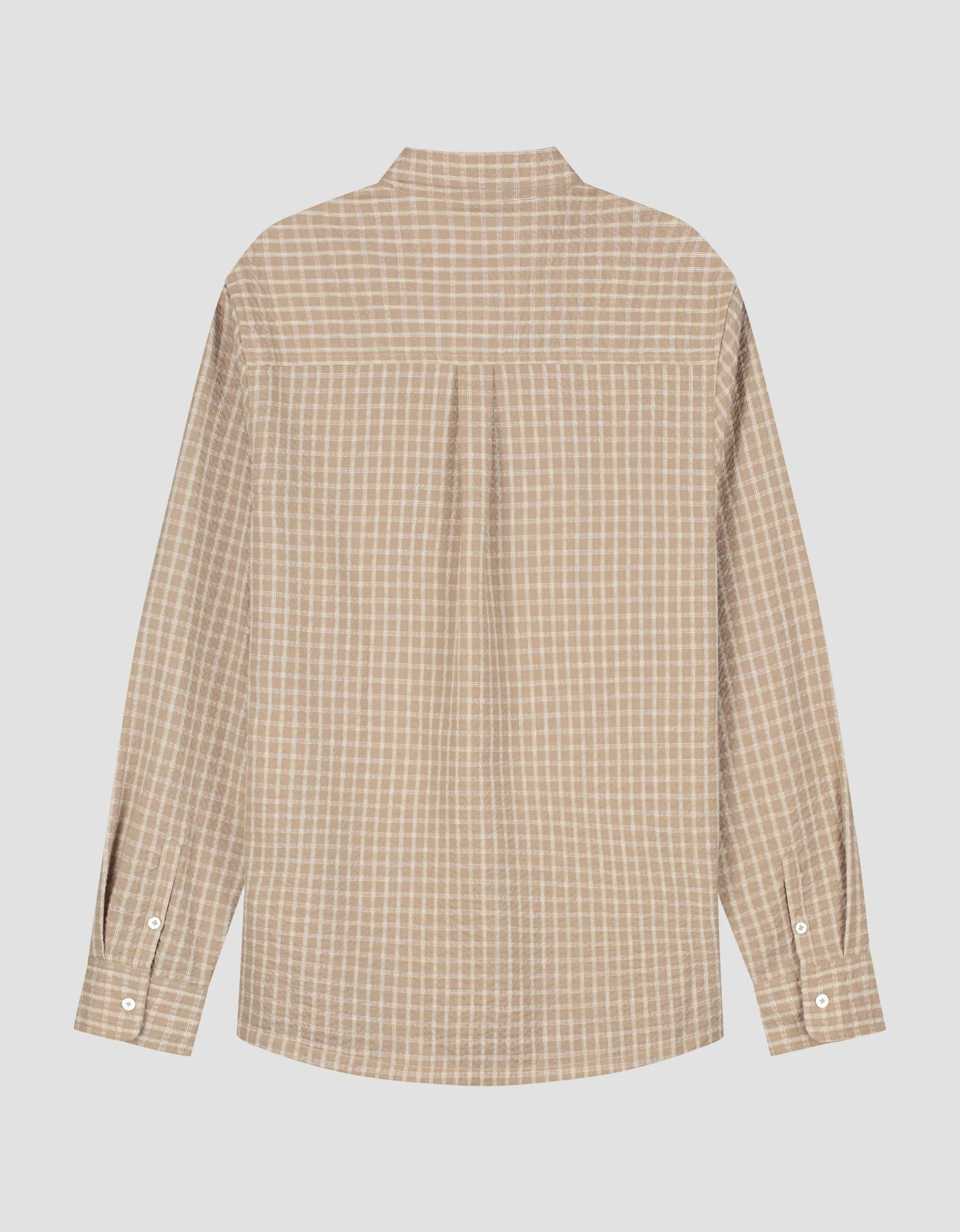 Olaf Checked Seersucker Ls Shirt Lange Mouw Overhemden Beige M240308