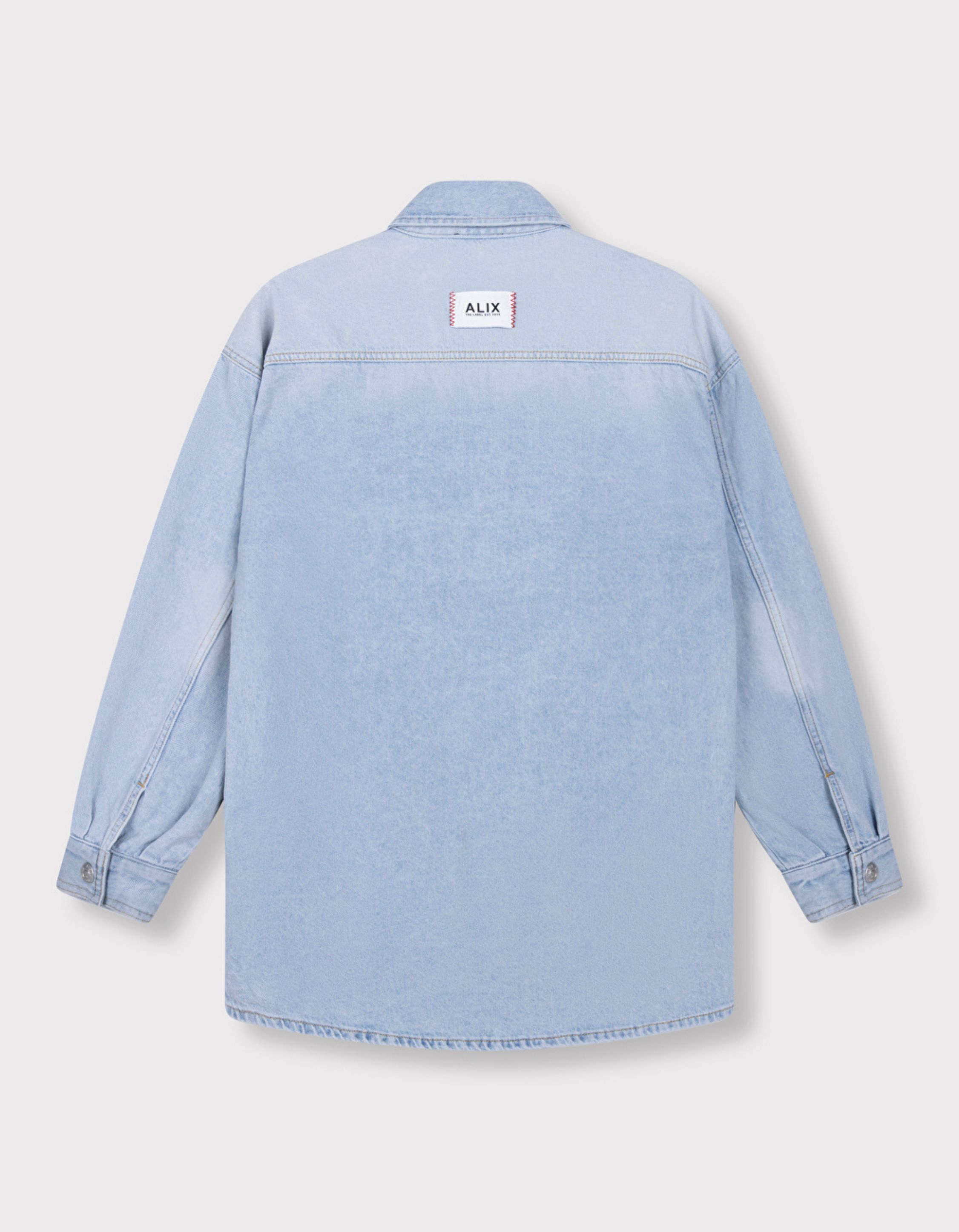 Alix The Label Ladies Woven Flowy Denim Oversized Blouse Blouses Lichtblauw 2603971627