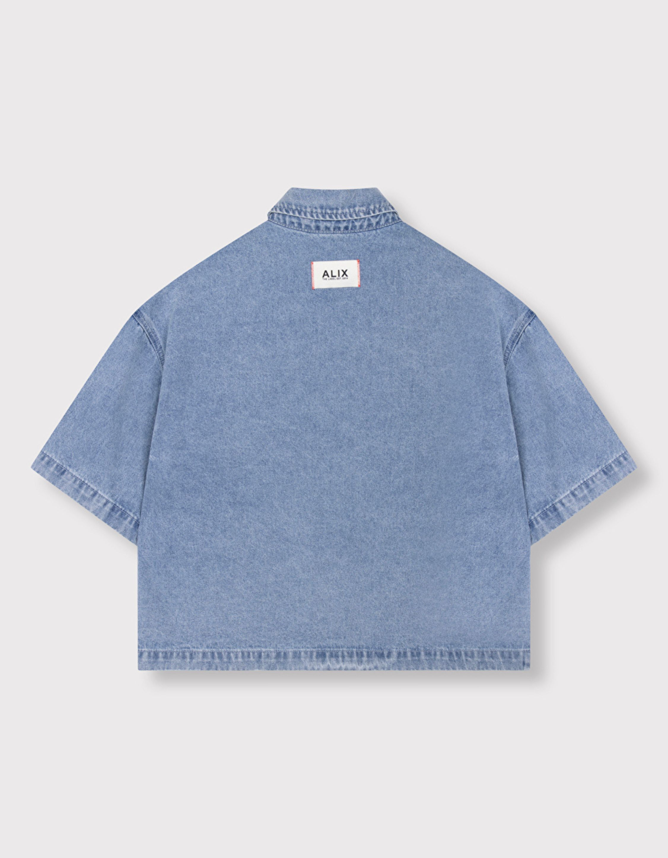 Alix The Label Ladies Woven Denim Shortsleeve Blouse Blouses Lichtblauw 2603998629