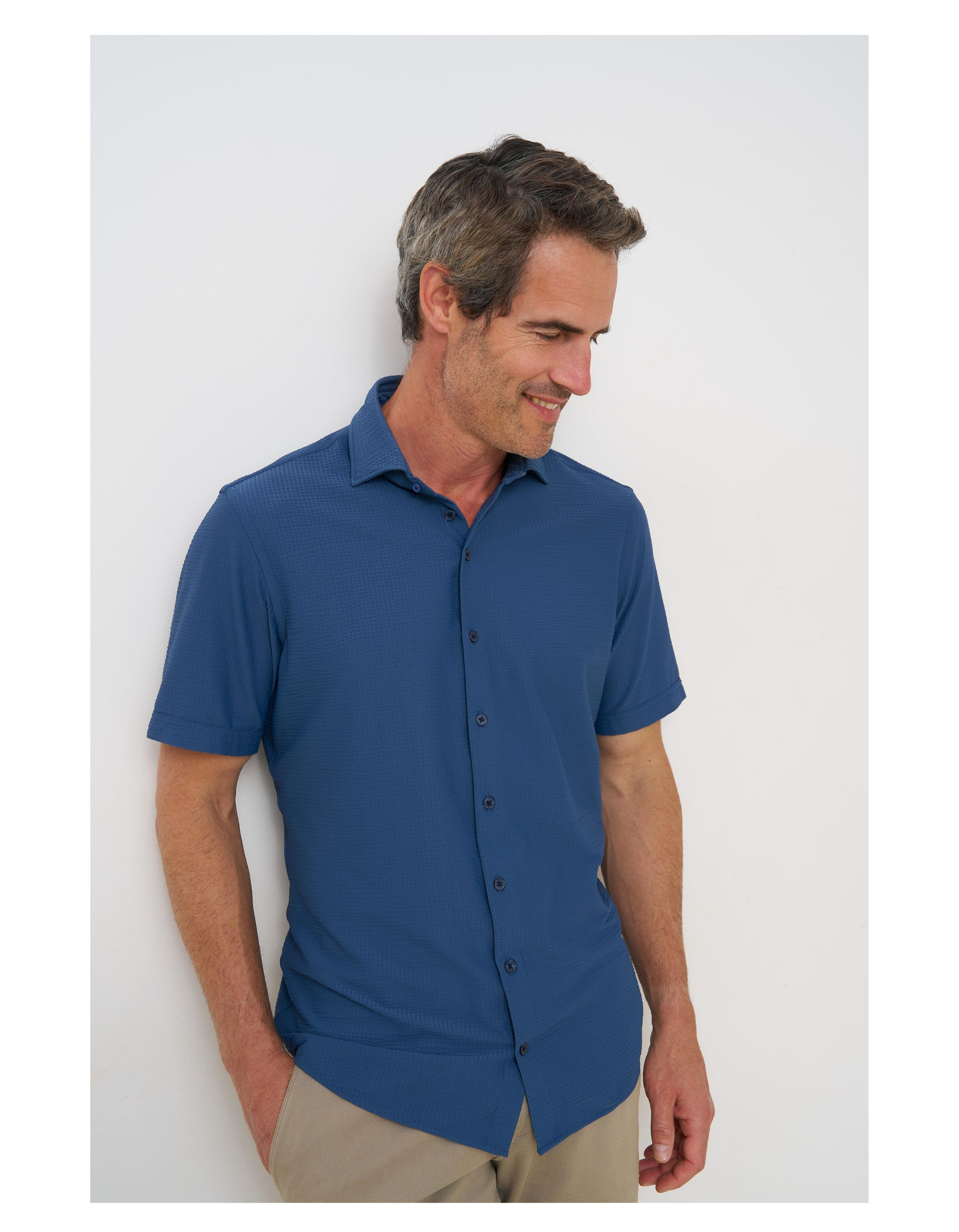 R2 132.wspss.031 Korte Mouw Overhemden Donkerblauw 132.wspss.031