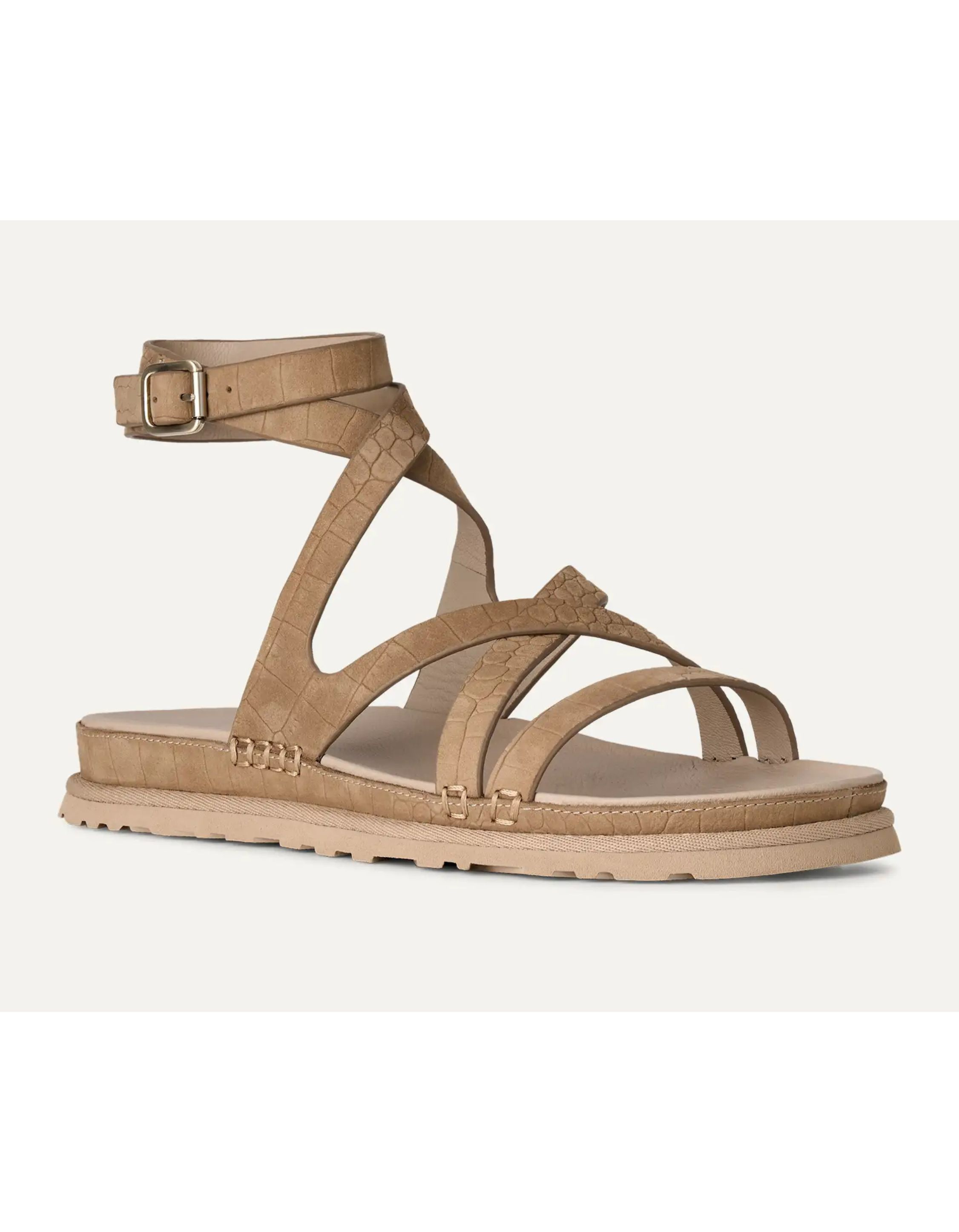 Ugg Goldengaze Embossed Ankle Wrap Sandalen Beige 1178570