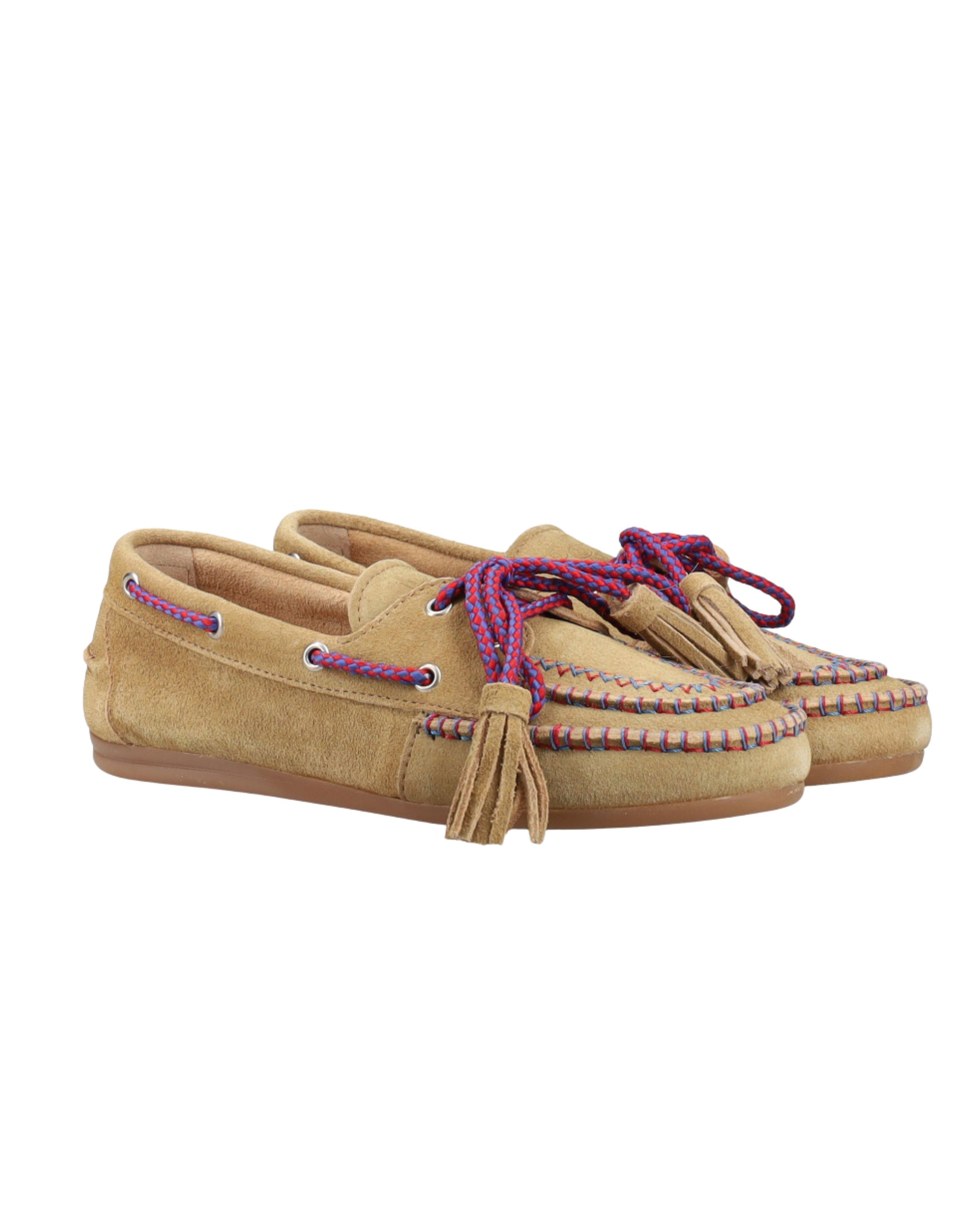 Posa Boatloafer Fringe Colored Loafers Lichtbruin Boatloafer Fringe Colored