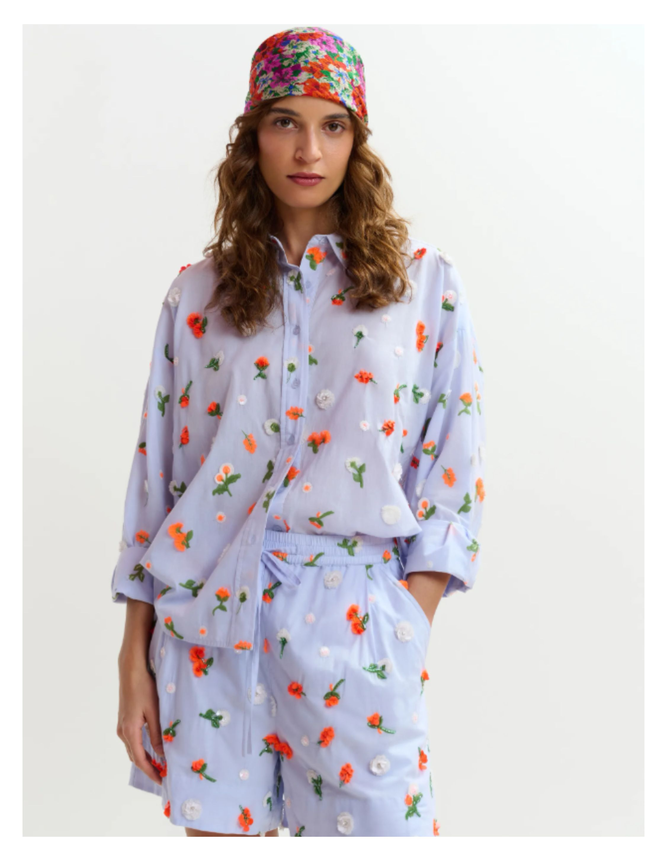 Essentiel Antwerp Embroidered Boxy Shirt Blouses Lichtblauw Jimena