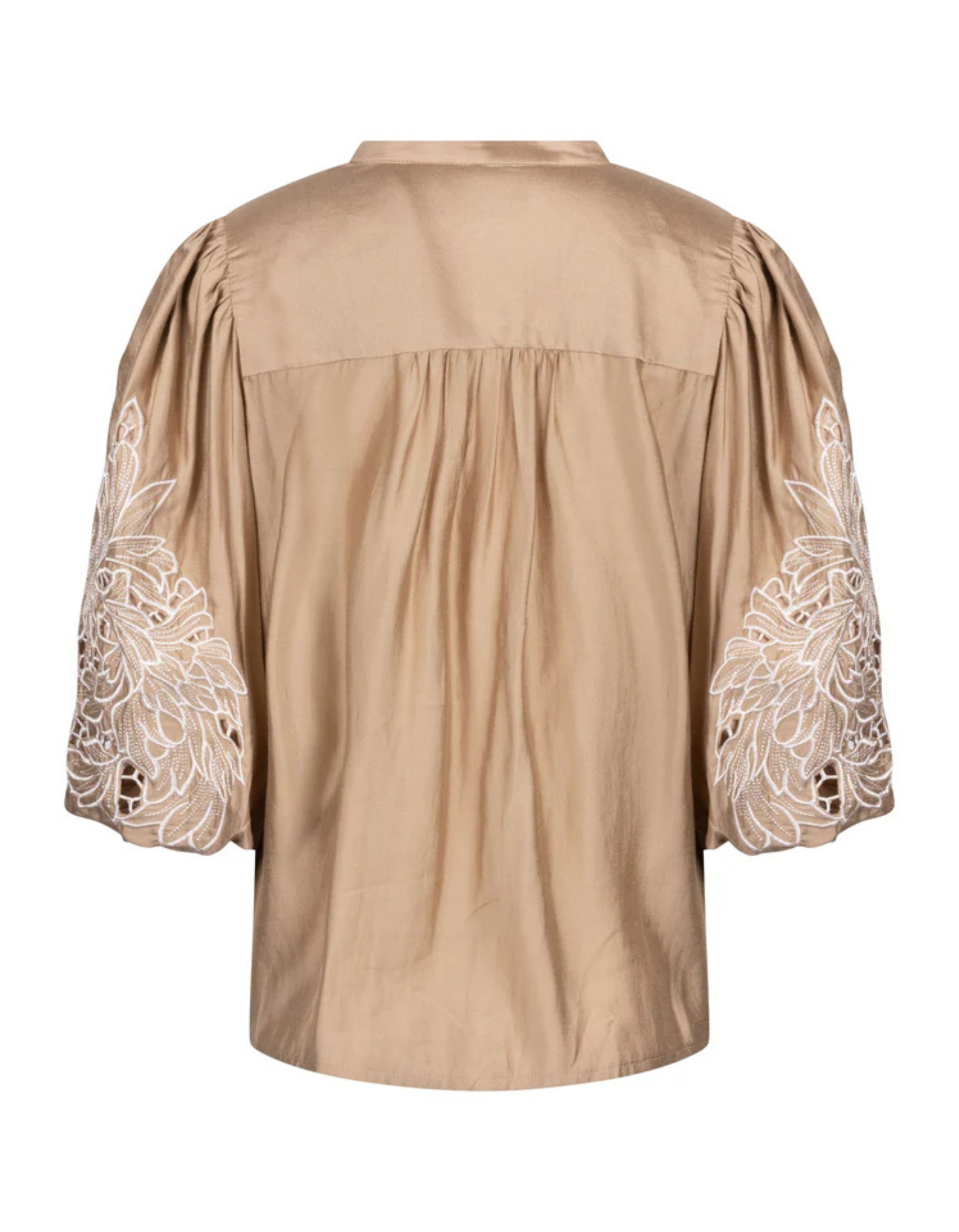 Nukus Rosie Blouse Embrodery  Camel Nks02157