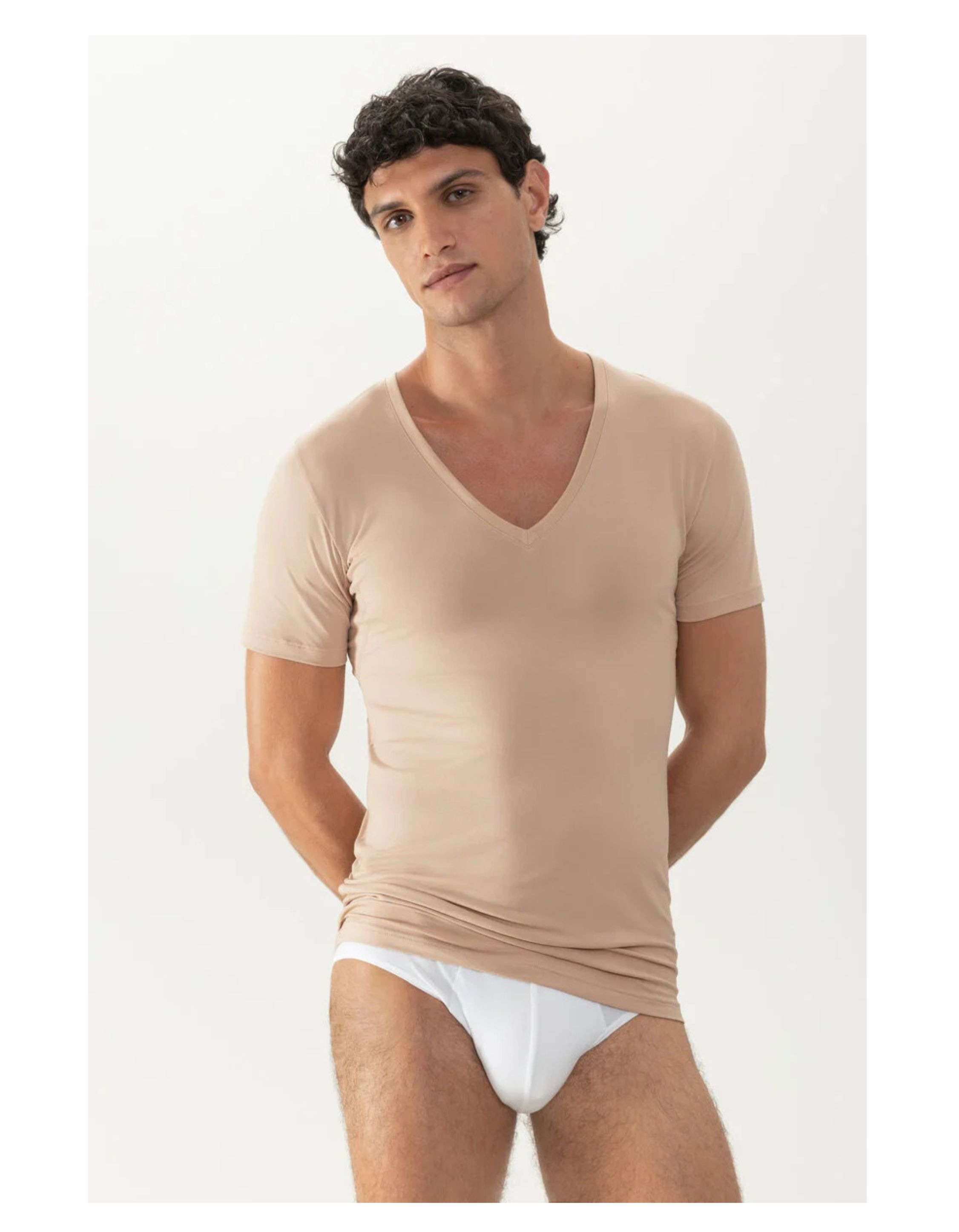 Mey V-neck Shirt T-shirts Beige 41007