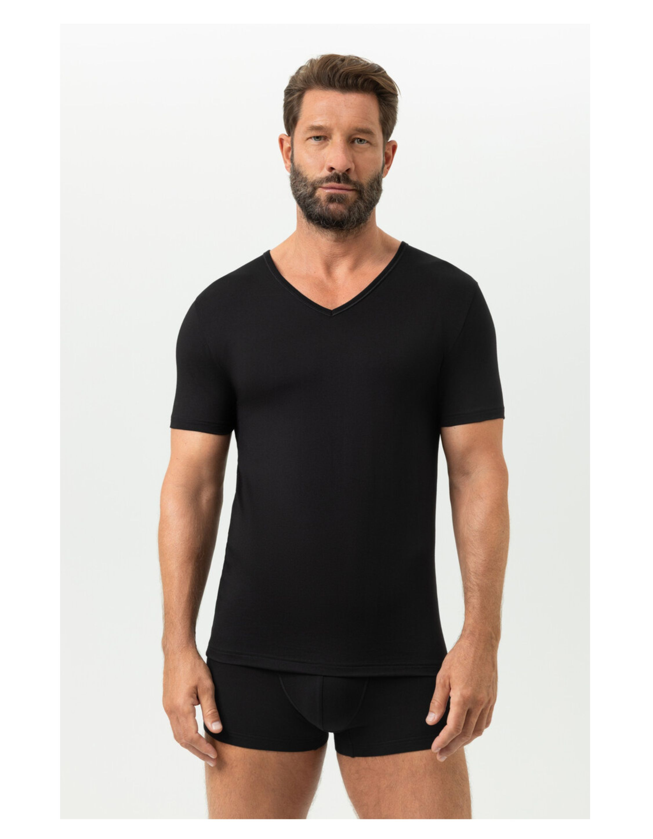Mey V-neck T-shirts Zwart 46007