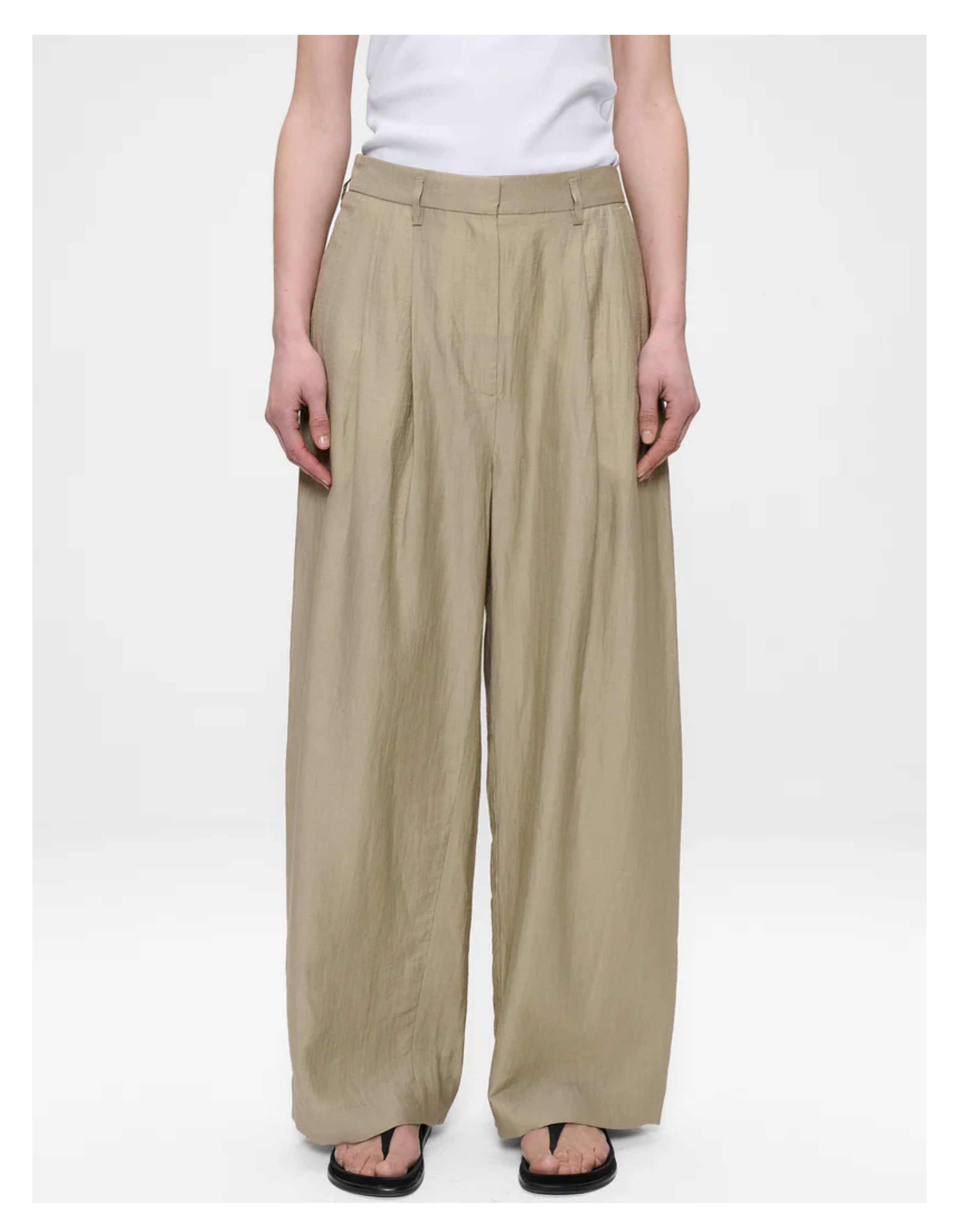 Zenggi Light Linen Mix Jade Pants Pantalons Beige X05-1006 646