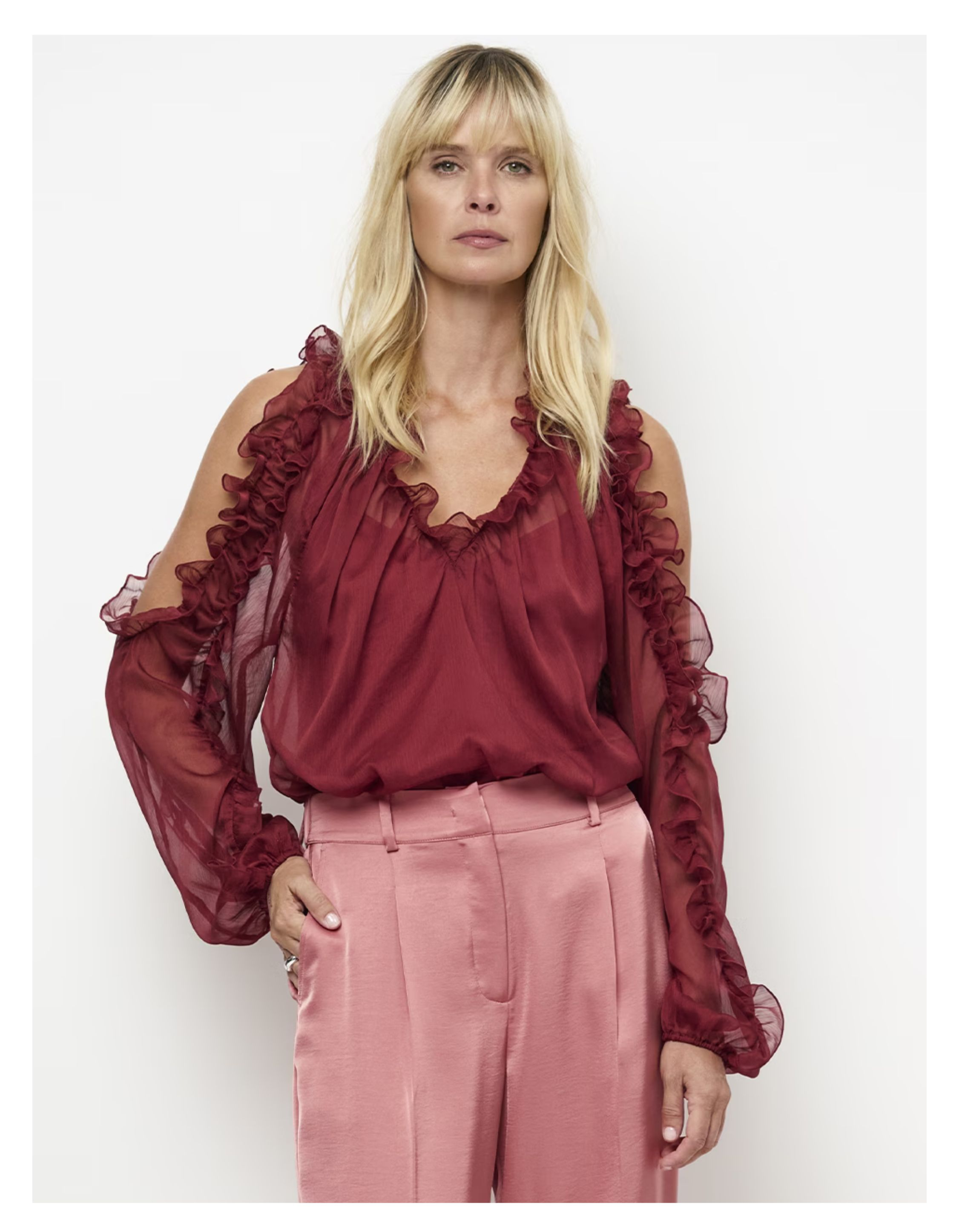 Dante 6 Harmony Boho Chiffon Top Tops Bordeaux 261332