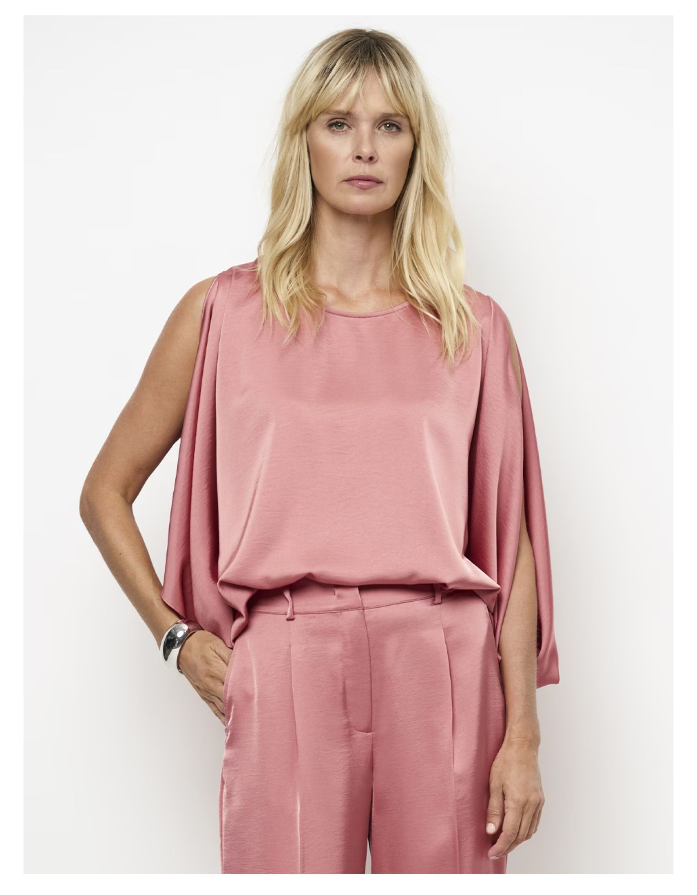 Dante 6 Risette Flowing Satin Top Tops Koraal 261306