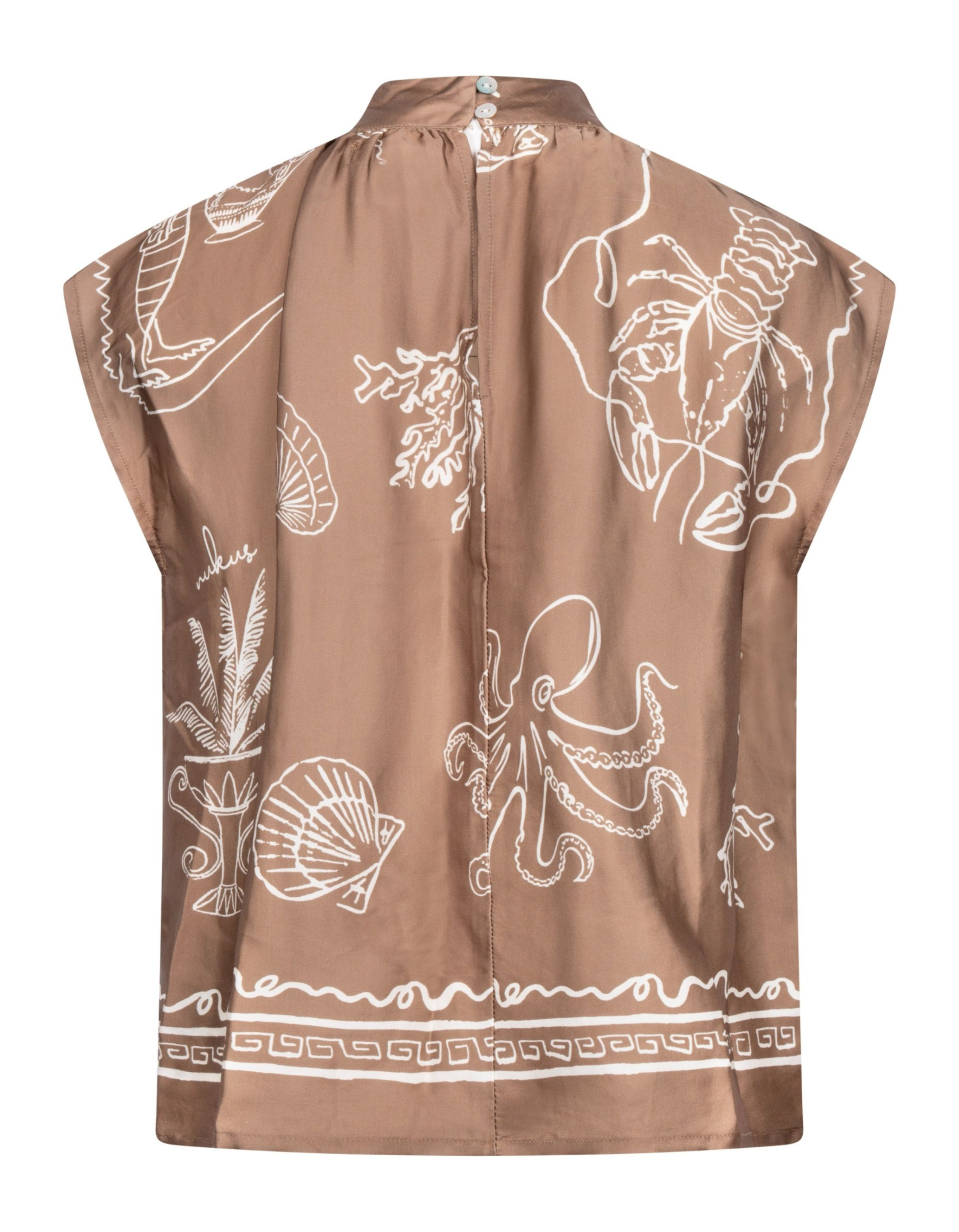 Nukus Noomi Top Print Tops Donkerbruin Nks01154