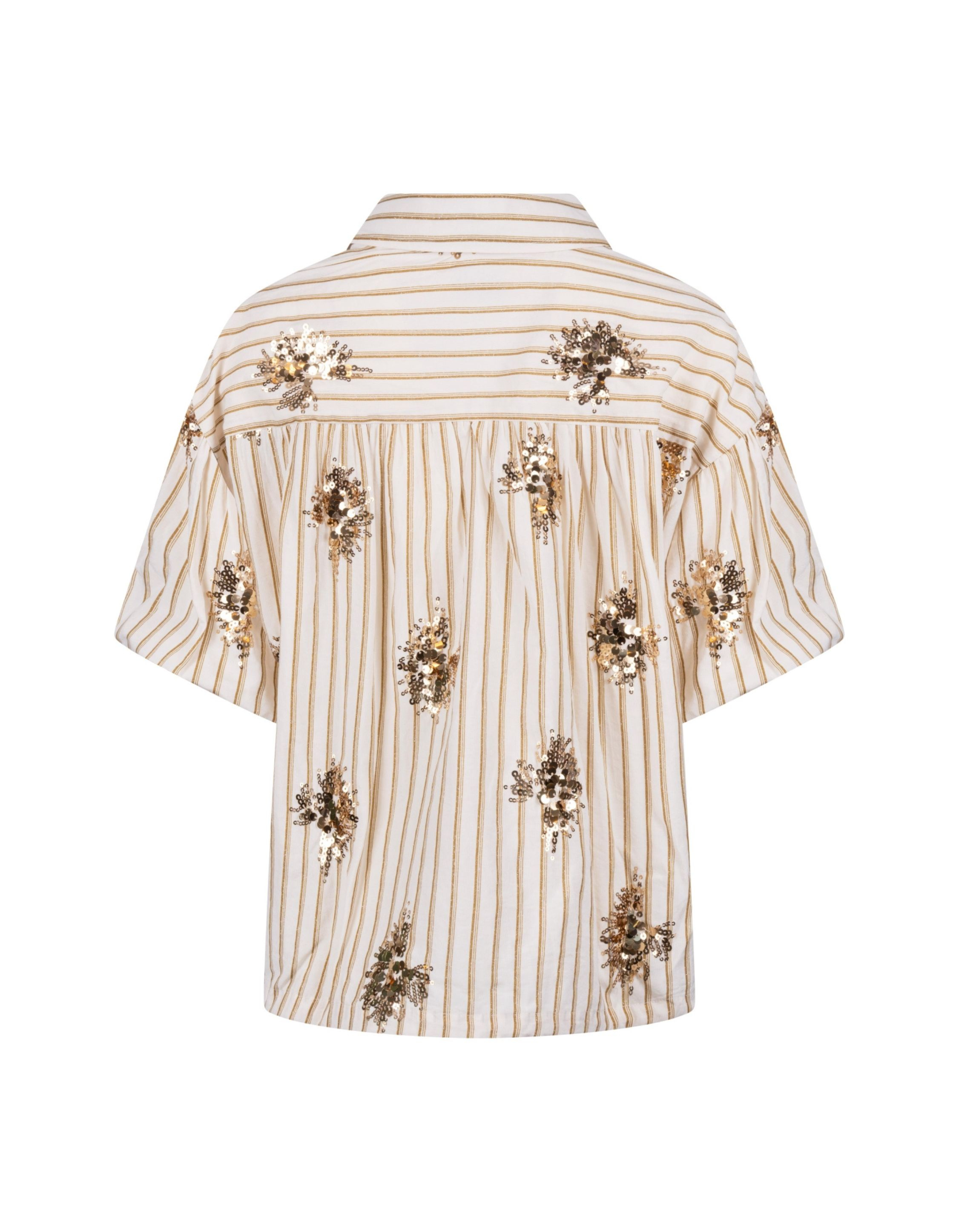 Nukus Leia Blouse Stripe Paillet  Ecru Nks02136