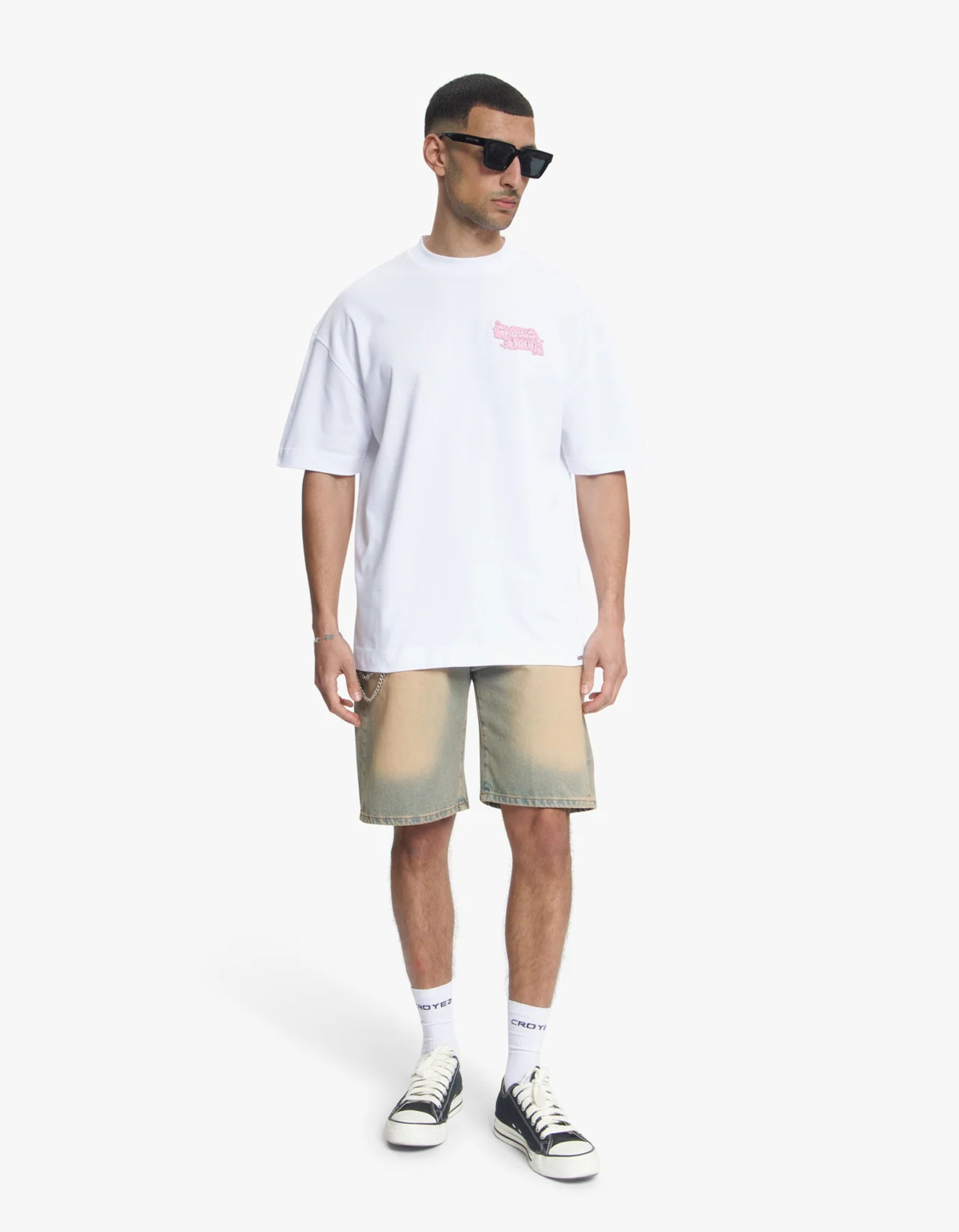 Croyez Fleur Heureuse T-shirt T-shirts Wit Crb30026019