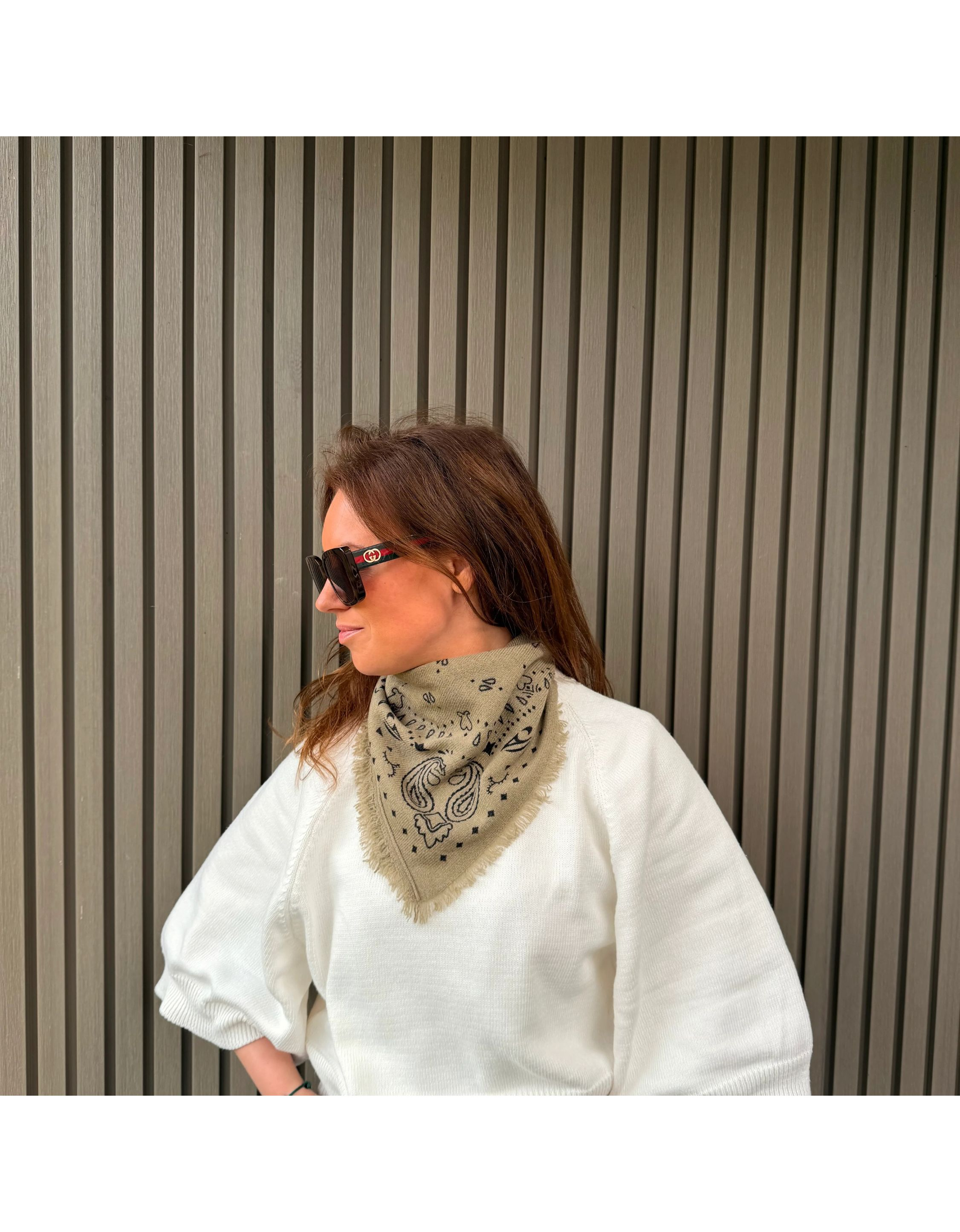 Studio Lavendel Aca15608 Sjaals Khaki Cashmere Bandana