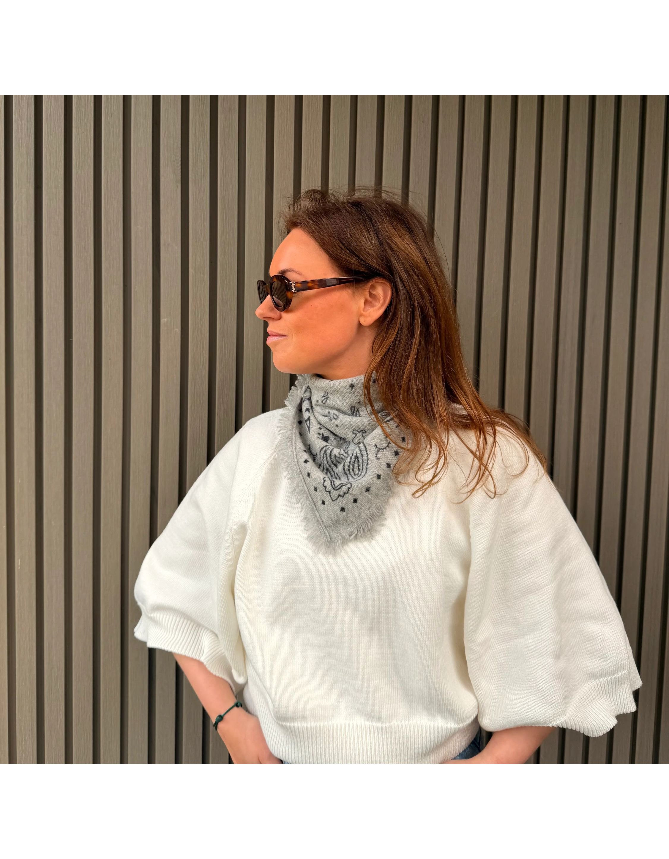 Studio Lavendel Aca15608 Sjaals Lichtgrijs Cashmere Bandana