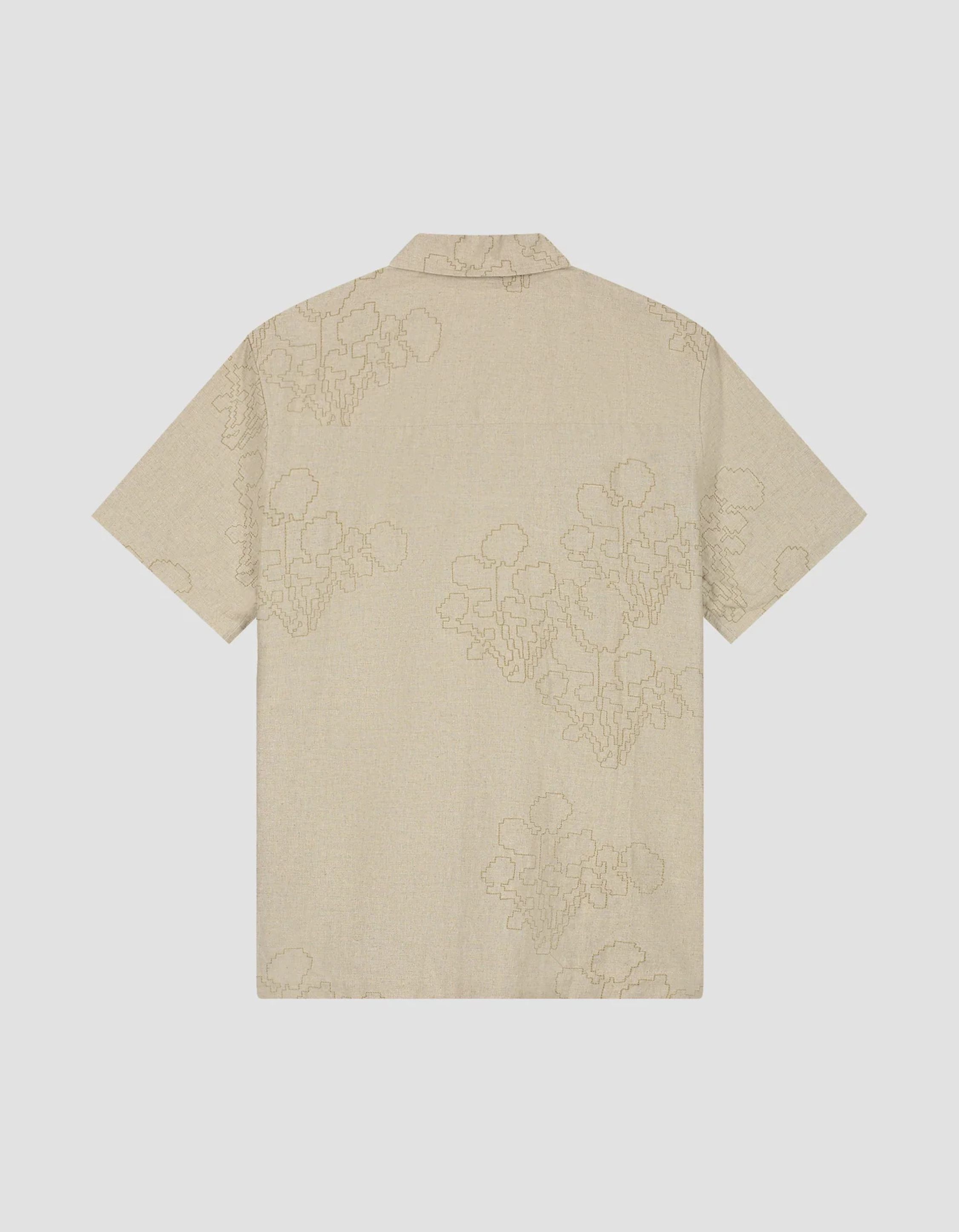 Olaf Embroidered Flower Ss Shirts Korte Mouw Overhemden Beige M250303