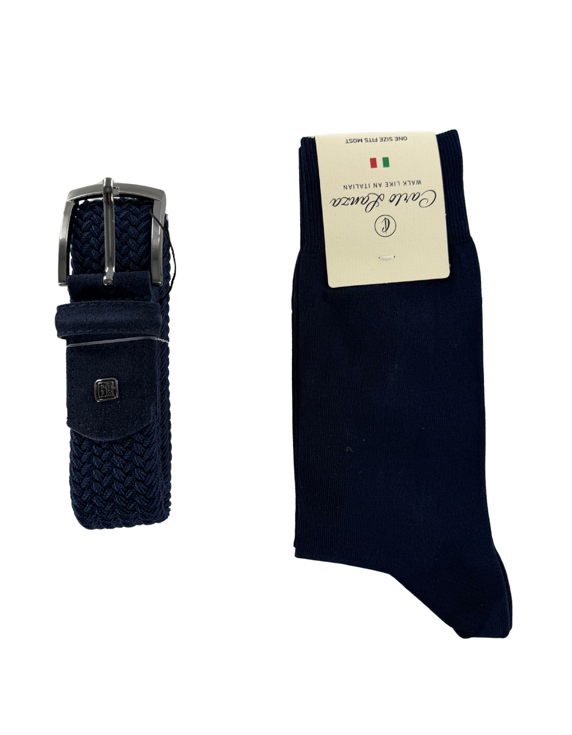 Carlo Lanza 600-316.100000  Donkerblauw Cadeaudoos Sokken En Riem
