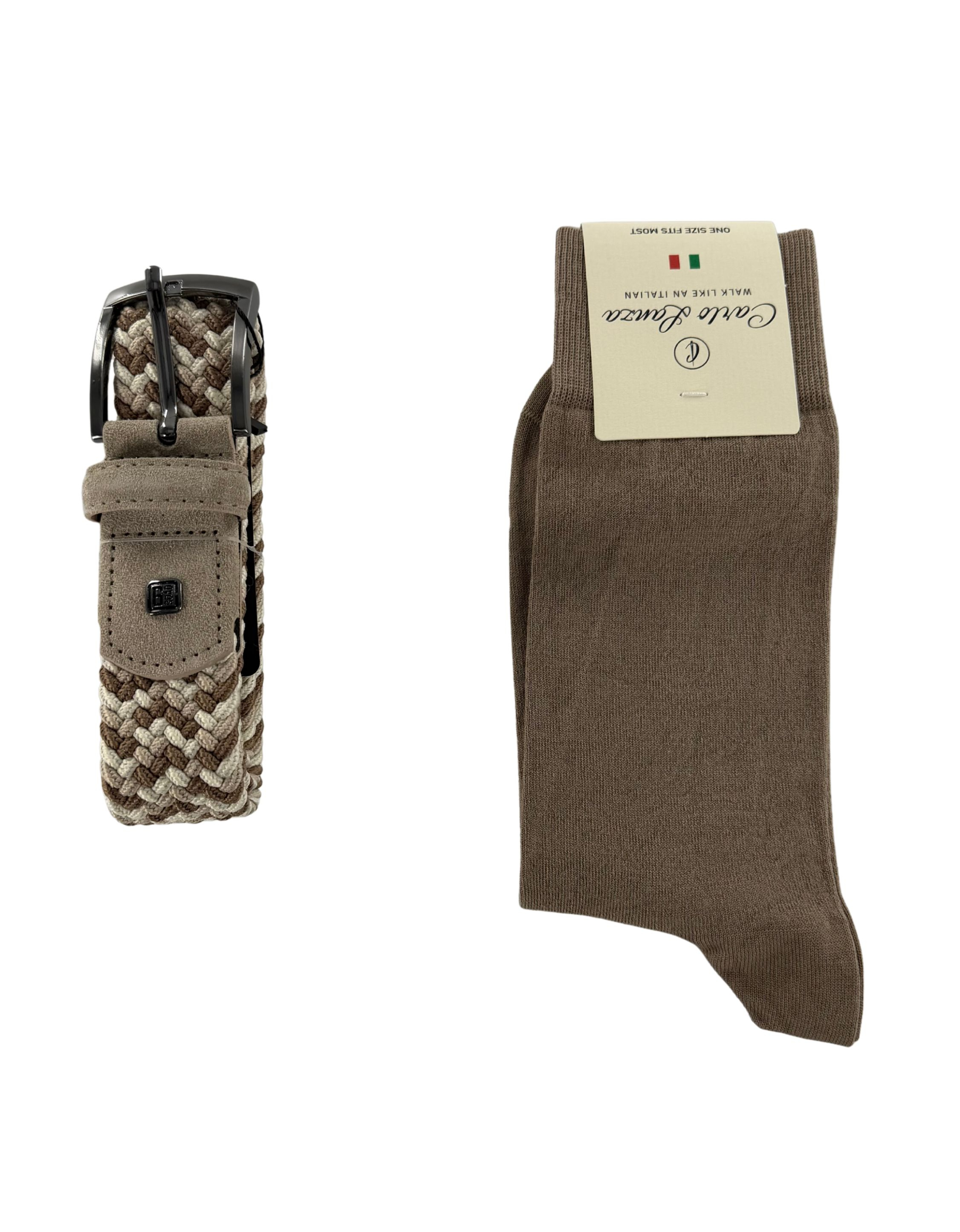 Carlo Lanza 600-316.100000  Taupe Cadeaudoos Sokken En Riem