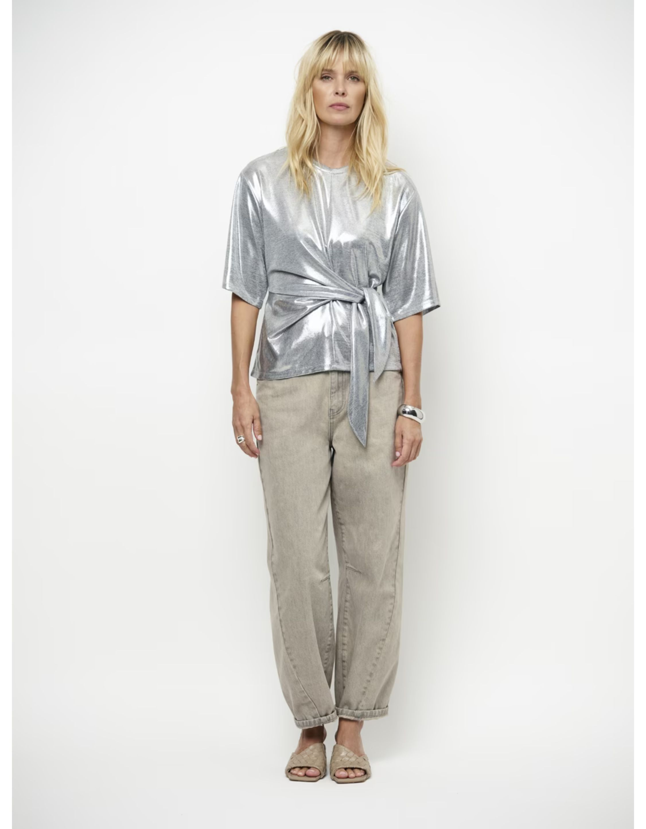 Dante 6 Uxia Metallic Twist Detail Top Tops Zilver 261493