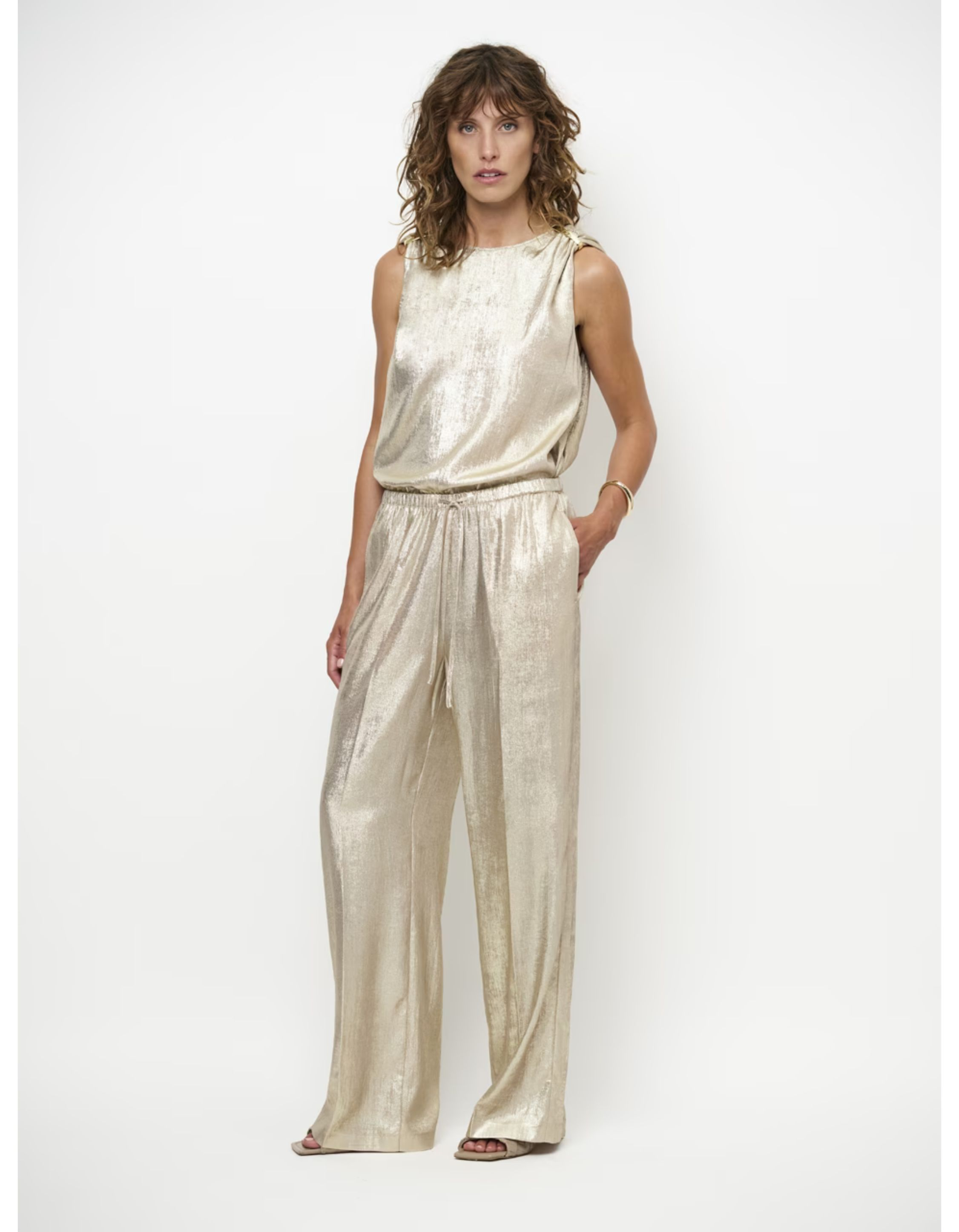 Dante 6 Ido Metallic Effect Pants Pantalons Beige 261342