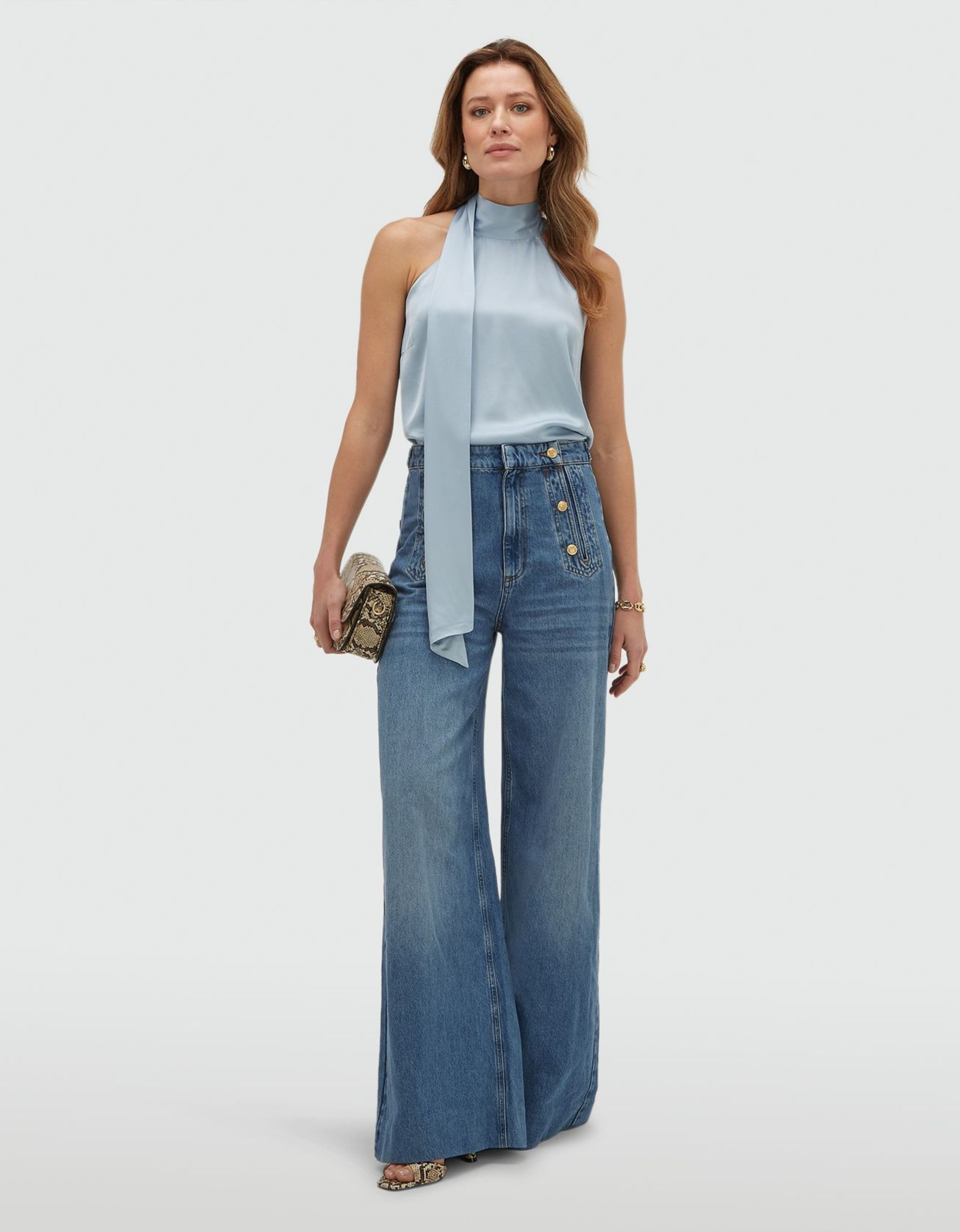 Josh V Yaniek Loose Fit Top In Satin Look Tops Blauw Jv-2605-0107
