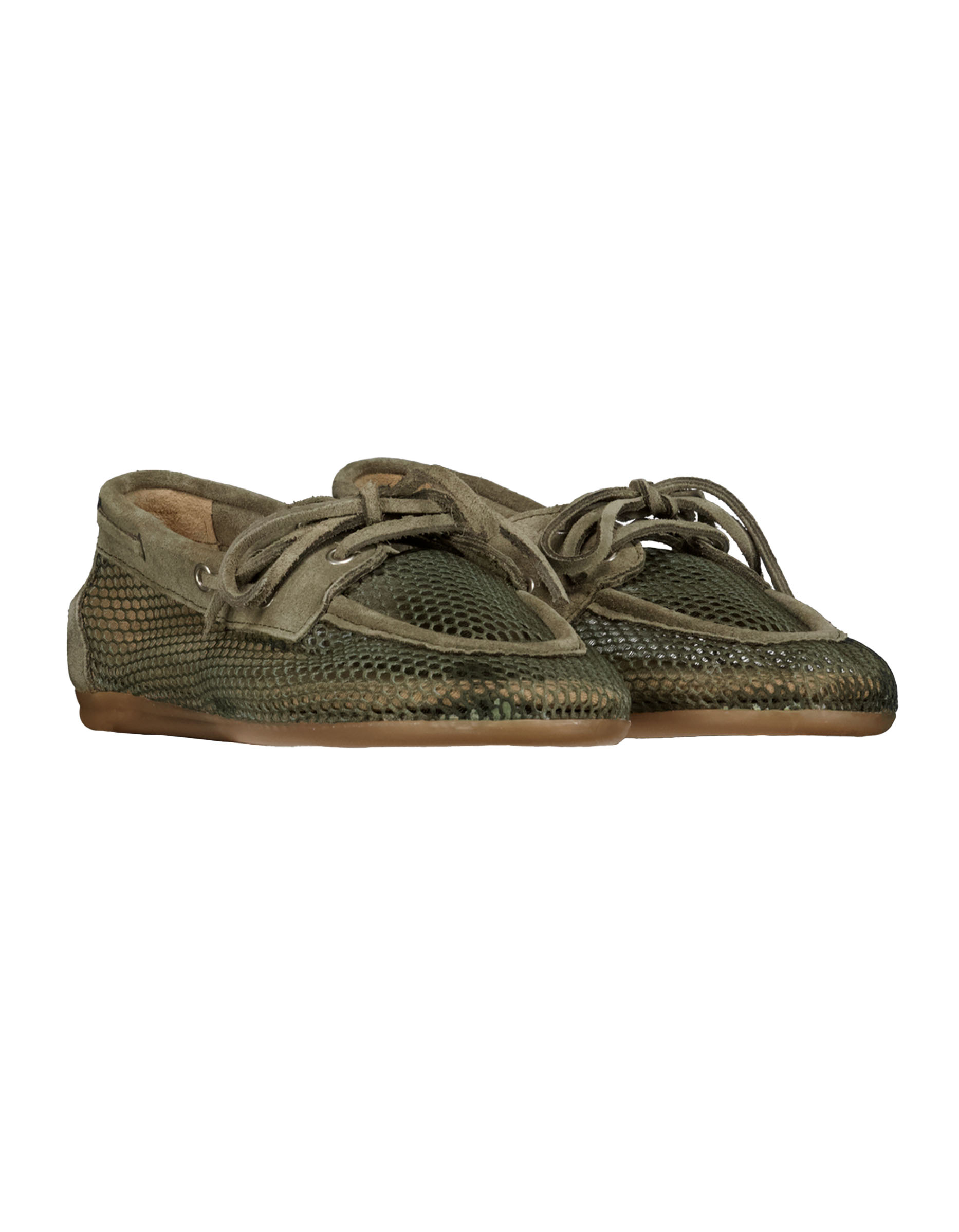 Posa Pw110 Loafers Khaki Boat Loafer Mesh - Suede