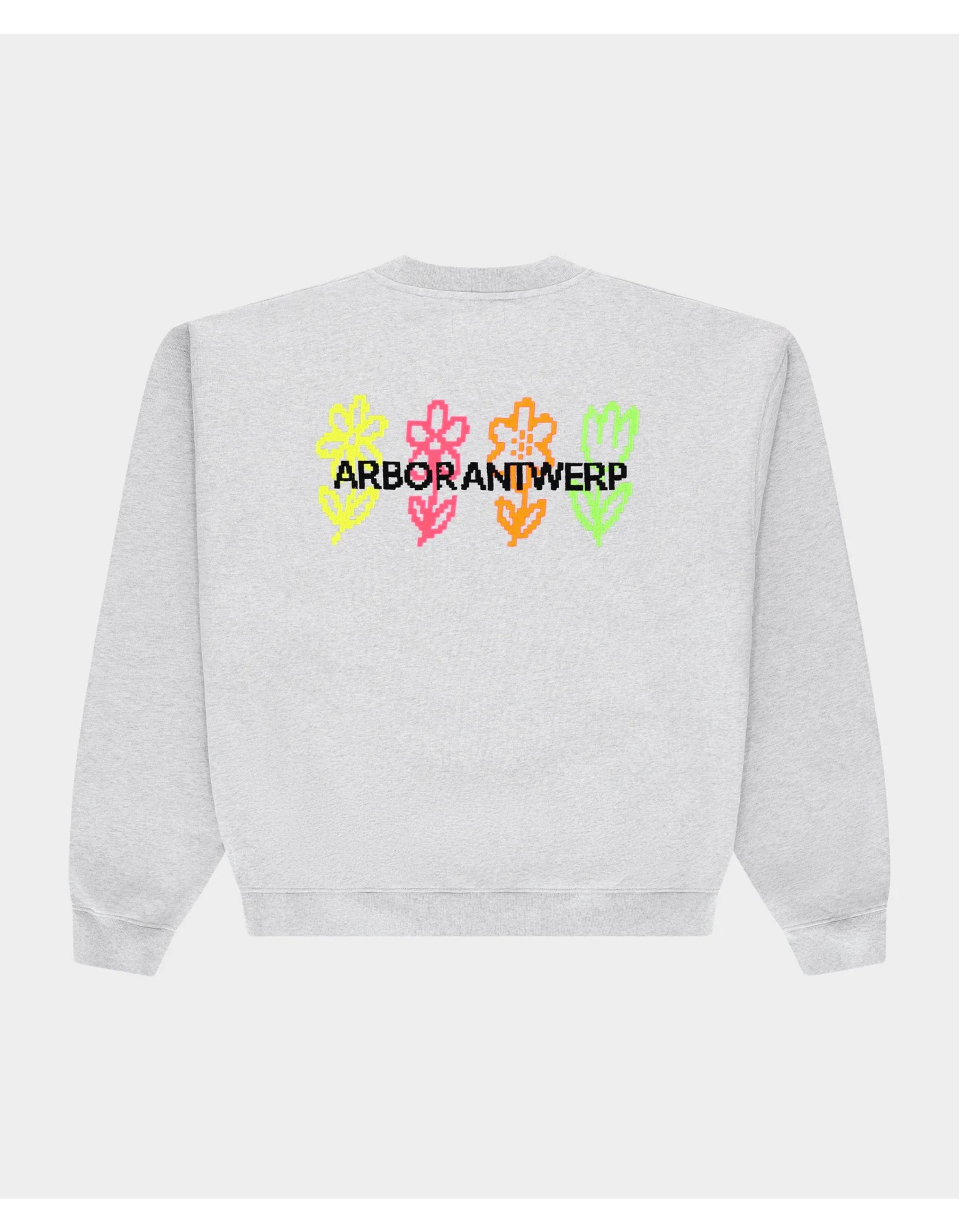 Arbor Antwerp Pixel Flower Sweaters Lichtgrijs Pixel Flower Crewneck