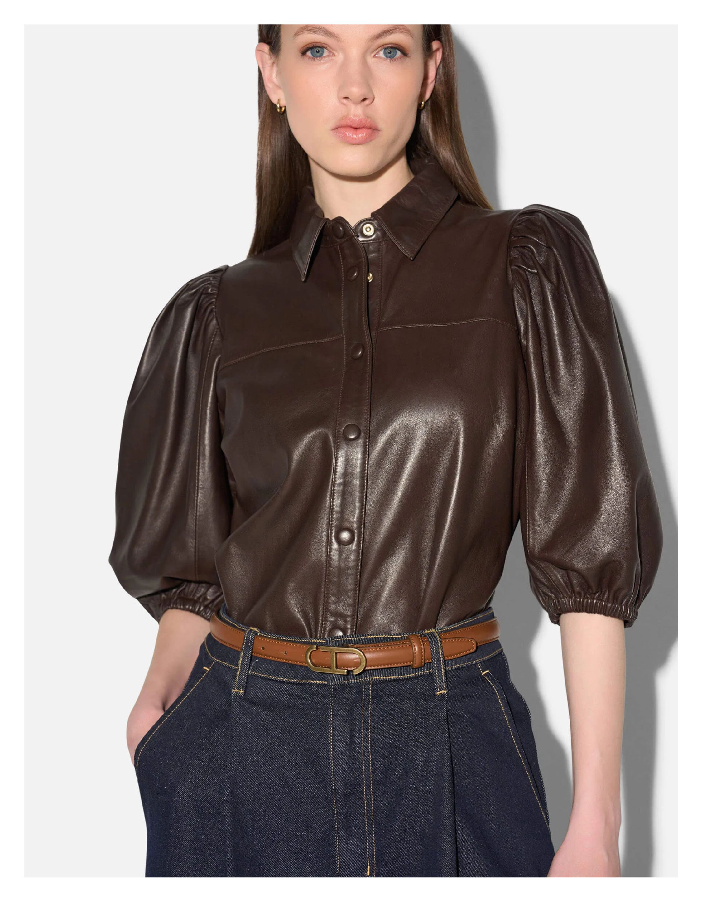 Janice Lars Blouses Bruin Lars Leer