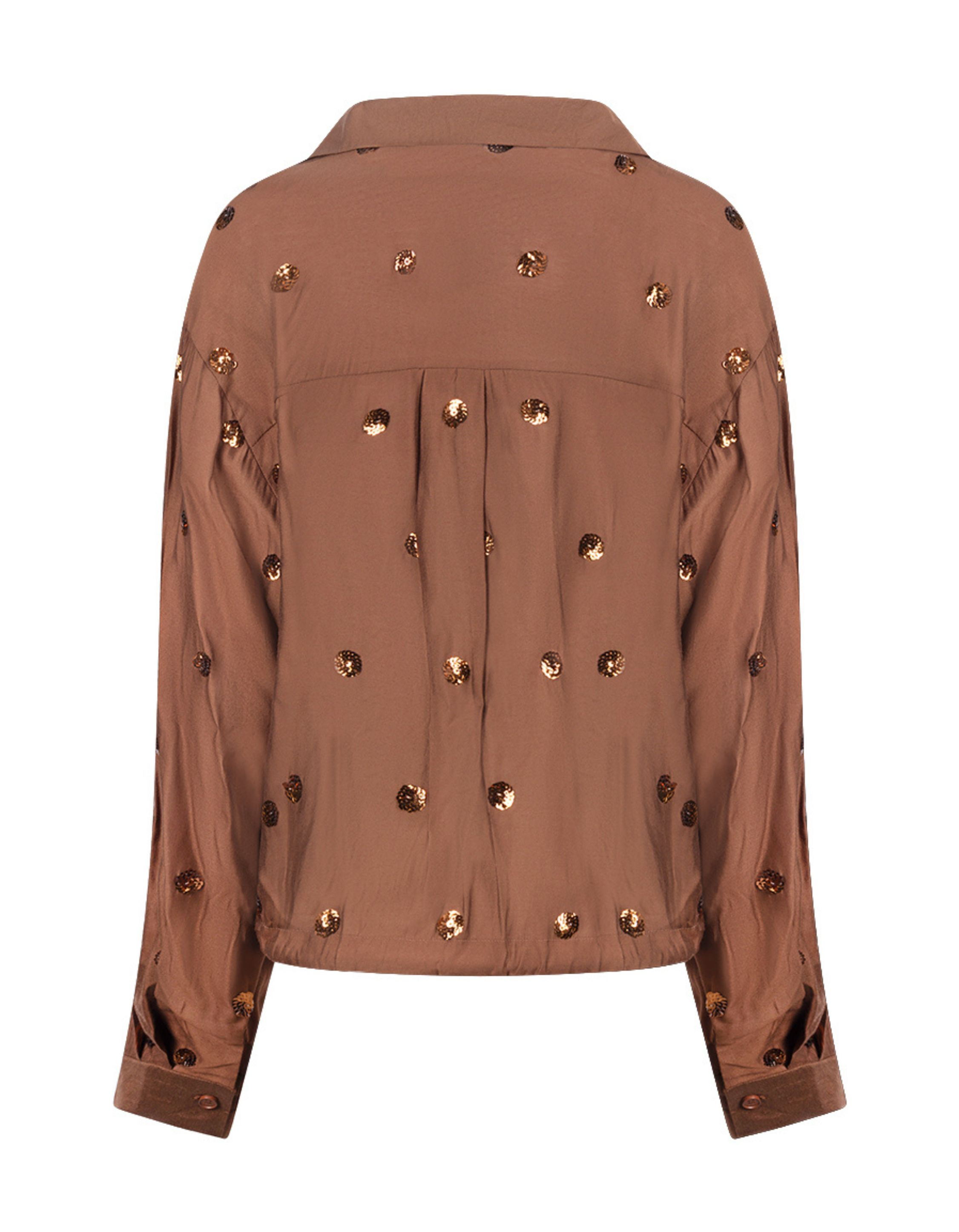 Nukus Anika Blouse Paillet Blouses Bruin Nkf02160