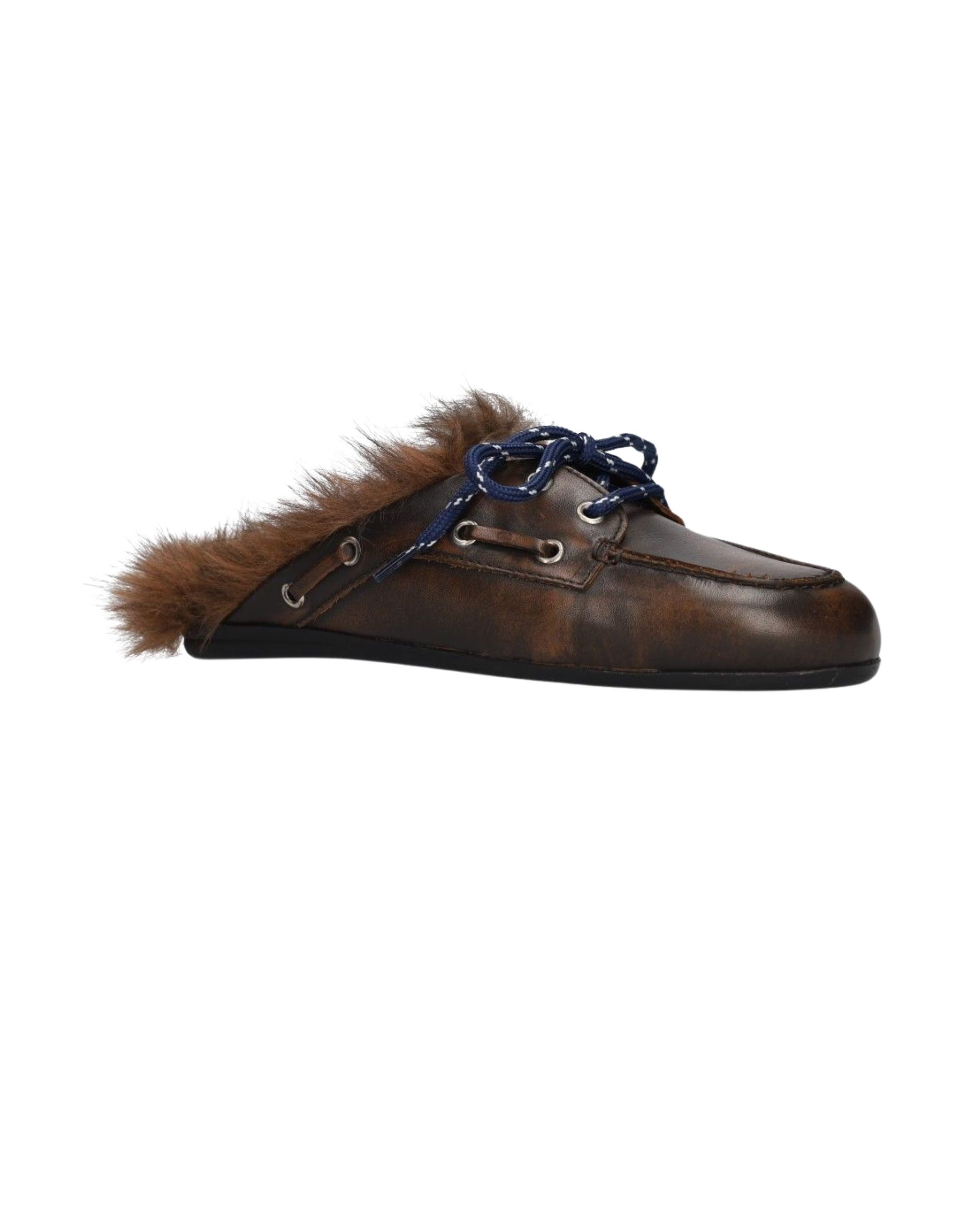 Posa Pw23 Loafers Donkerbruin Boat Loafer Mule Fairy Fur - Leather