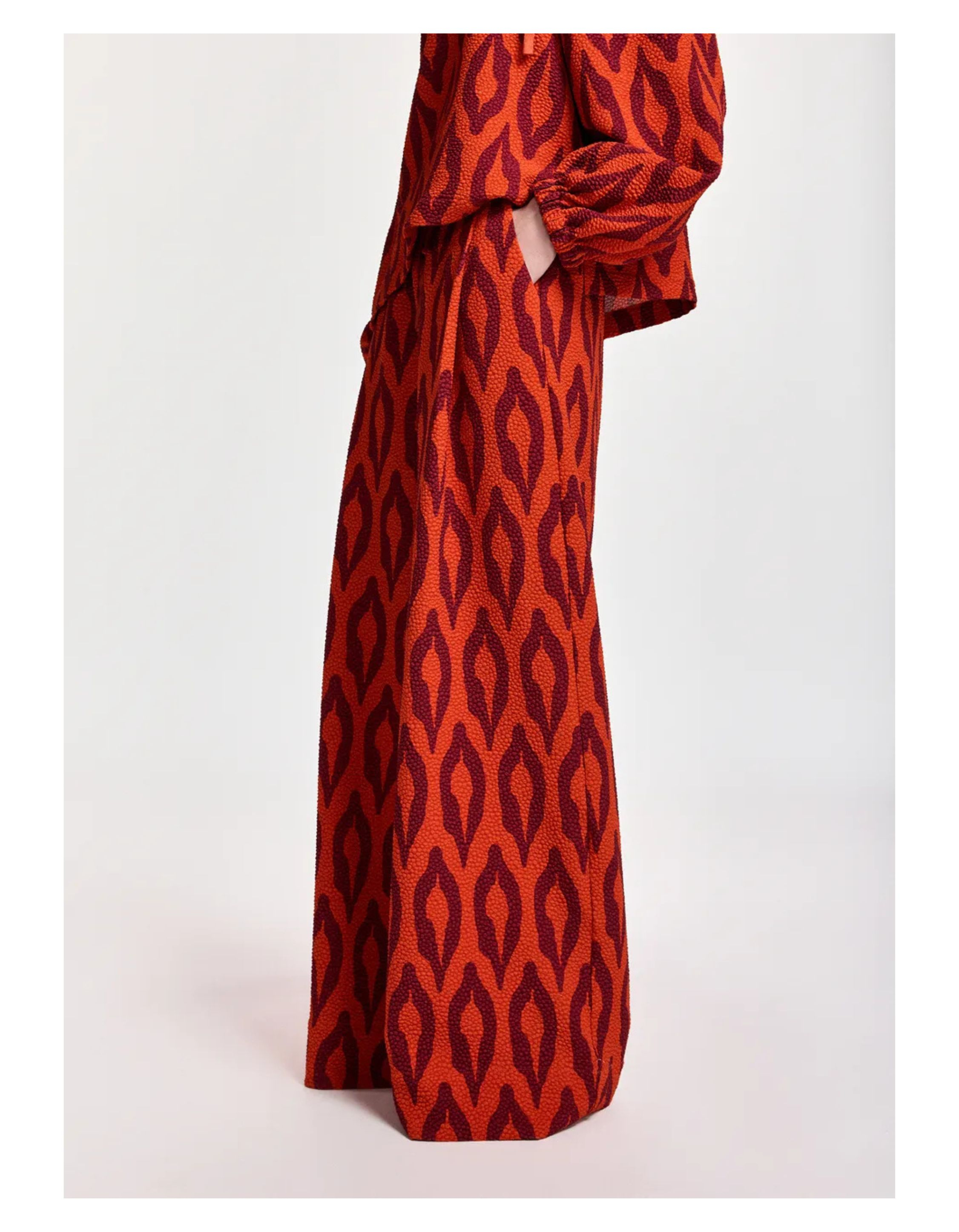 Essentiel Antwerp Wide Leg Pants Pantalons Rood Kontent