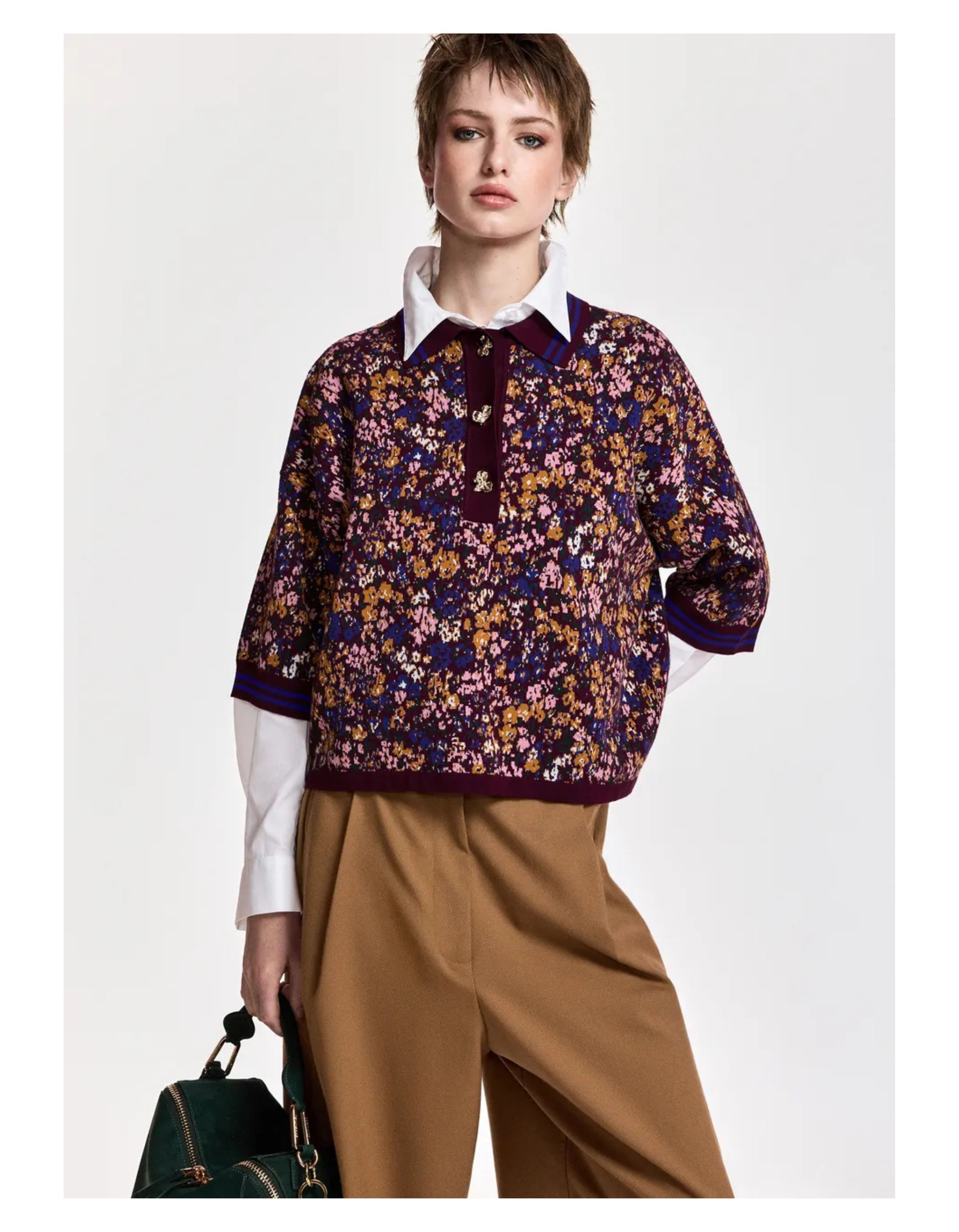 Essentiel Antwerp Knitted Jacquard Polo Polos Bordeaux Kartos