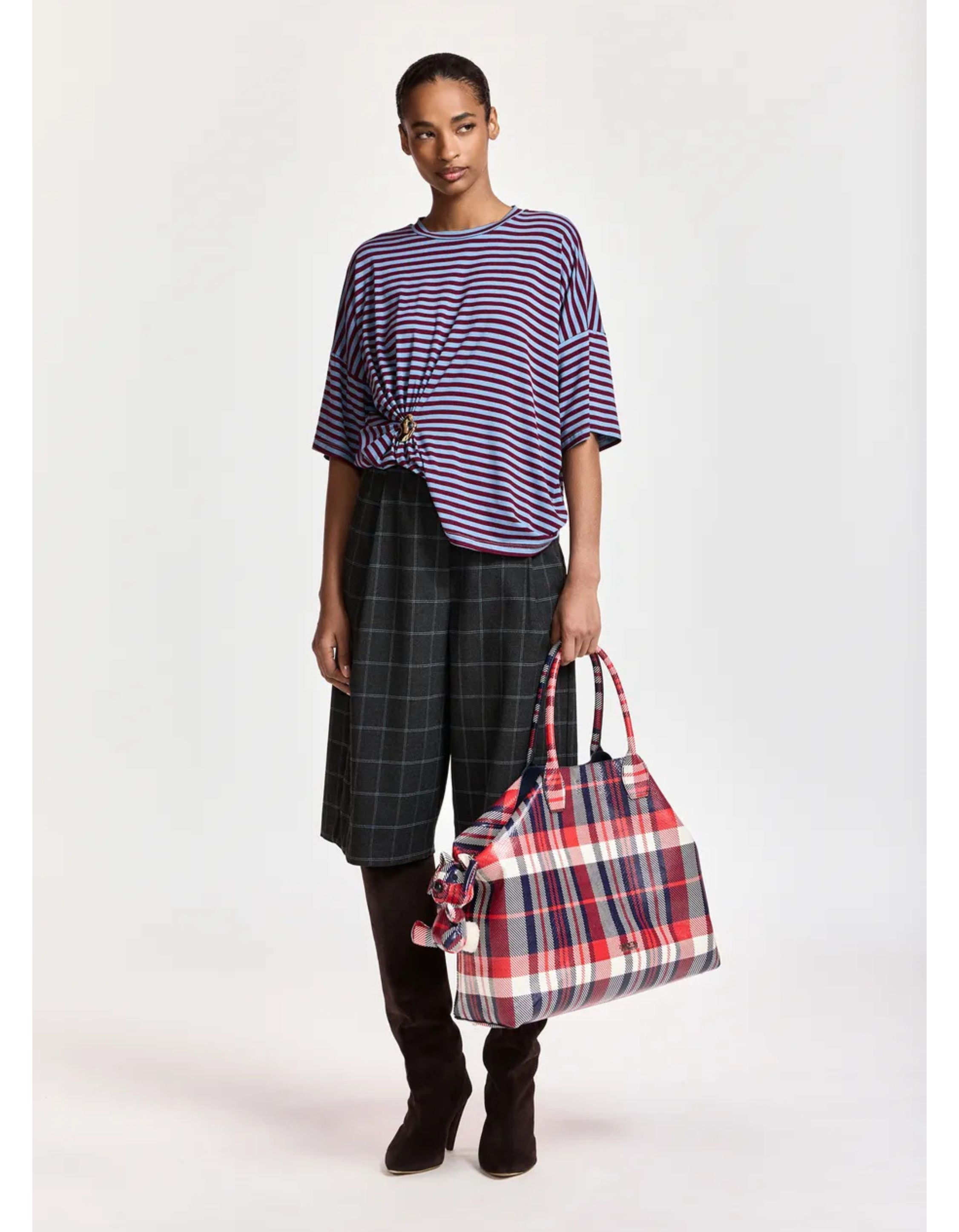 Essentiel Antwerp Striped T-shirt W Brooch T-shirts Bordeaux Kriss