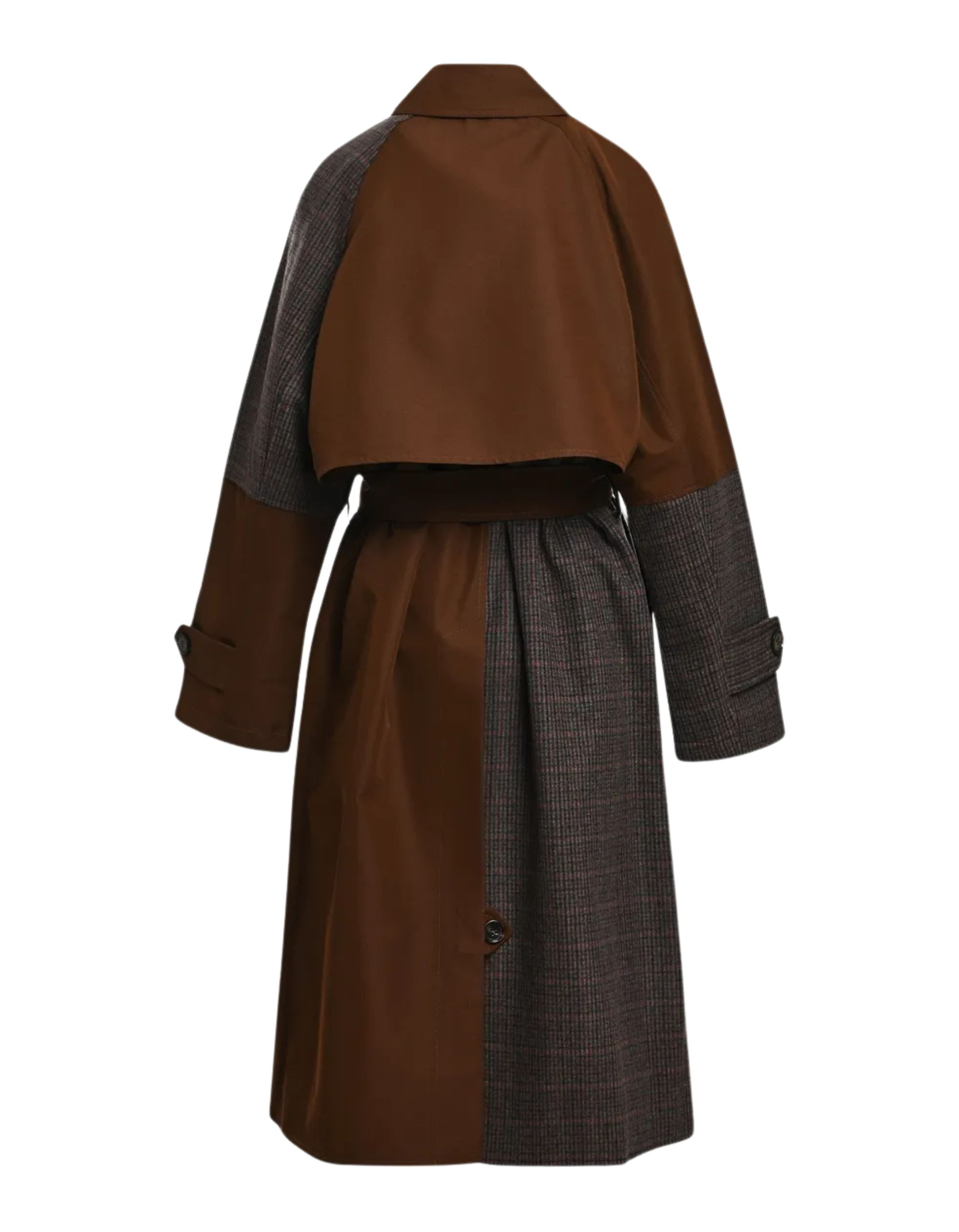 Essentiel Antwerp Patchwork Trench Coat Trenchcoats Bruin Kagu