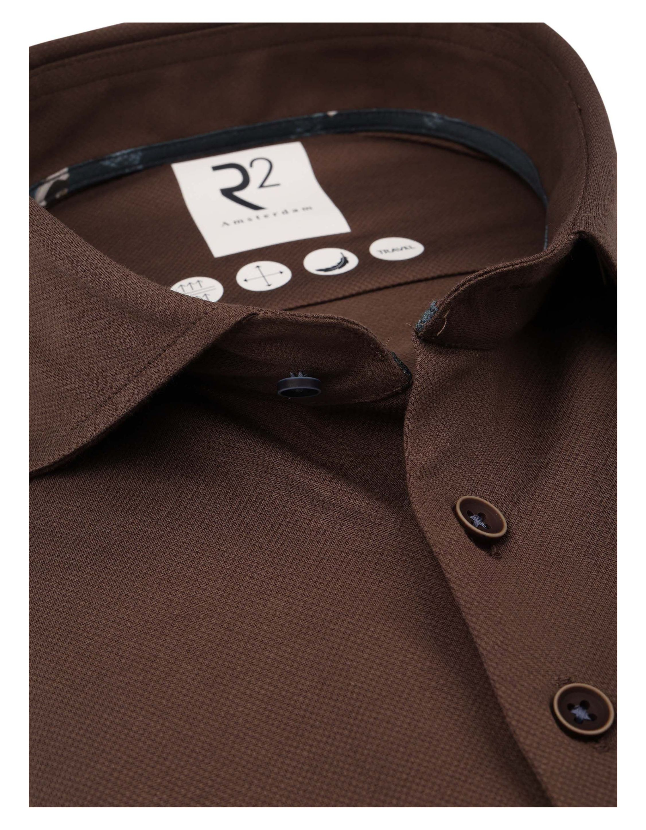 R2 Dobby Technical Knitted Lange Mouw Overhemden Bruin 134.wsp.009