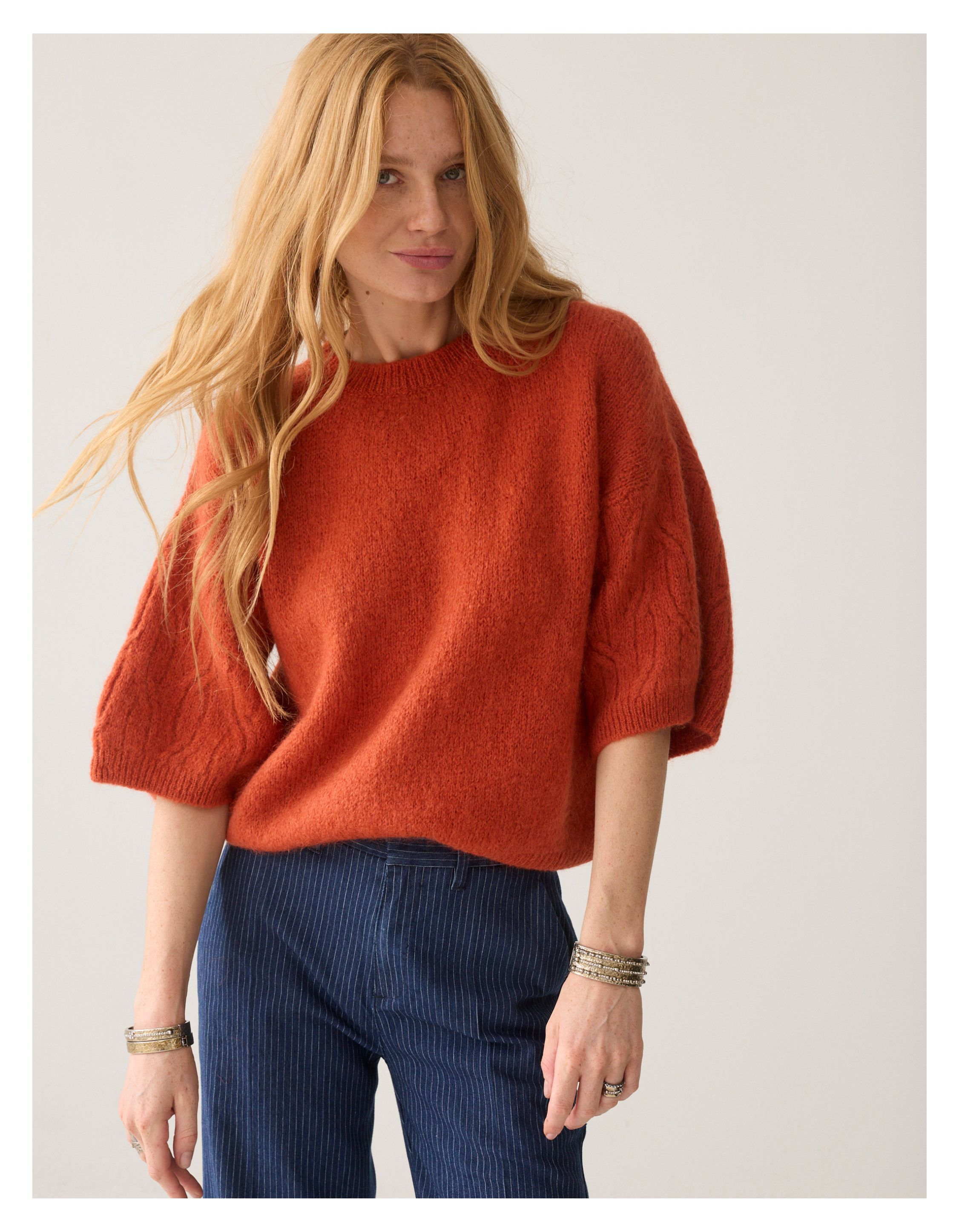 Summum Boxy Sweater Mohair Wool Blend Knit Sweaters Oranje 7s8040-70100