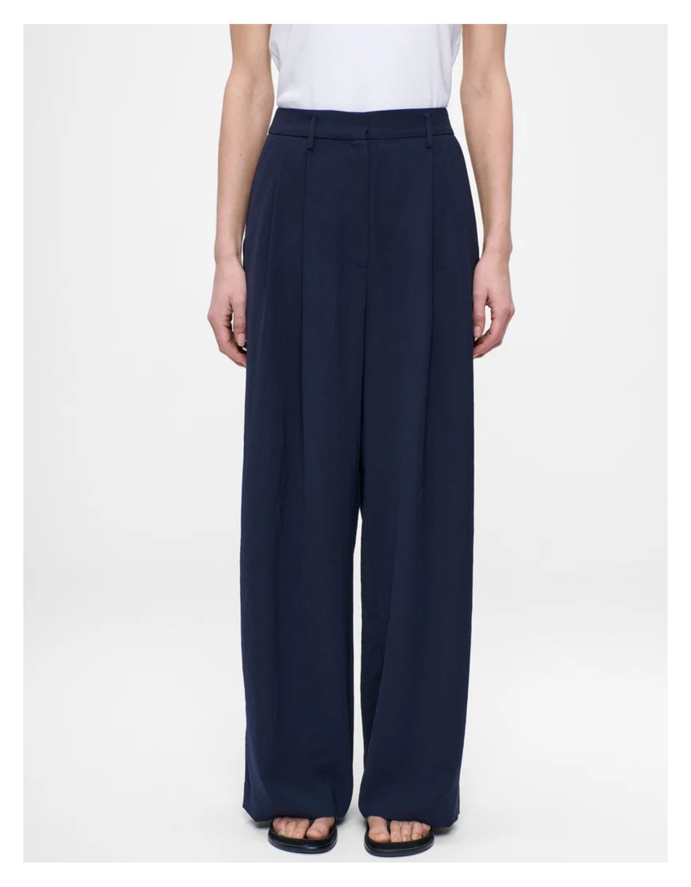 Zenggi Jap Crepe Jade Pantalons Donkerblauw Y05-1012 3034
